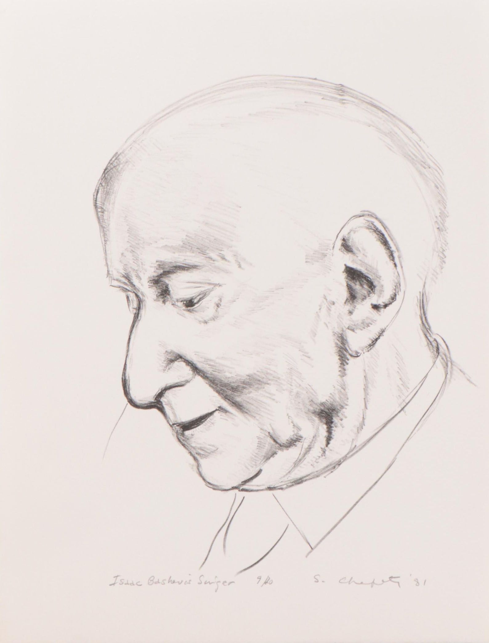 Sidney Chafetz Portrait Lithograph "Isaac Bashevis Singer," 1981