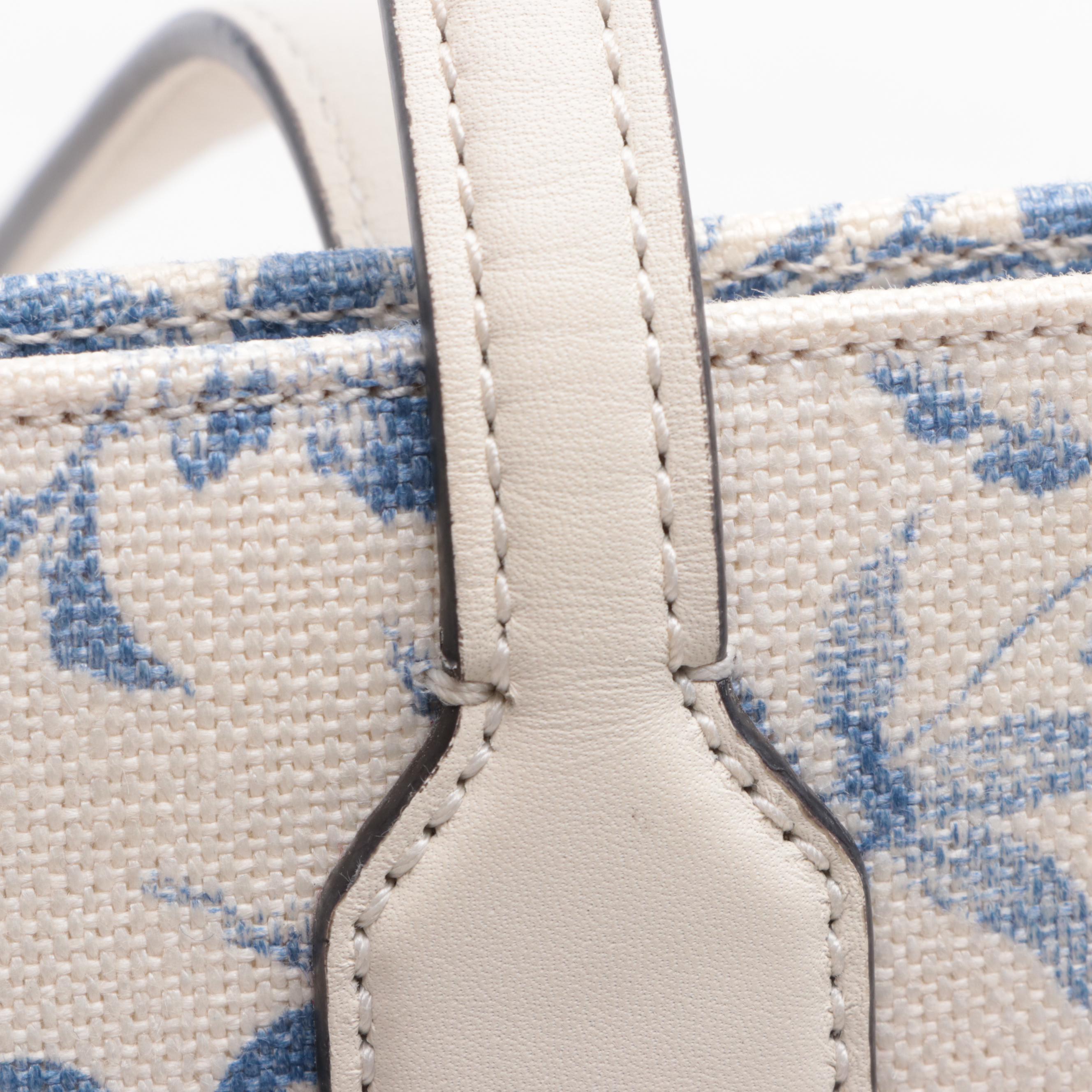 Gucci GG Ribbon Tote Bag in White Herbarium Canvas and Leather
