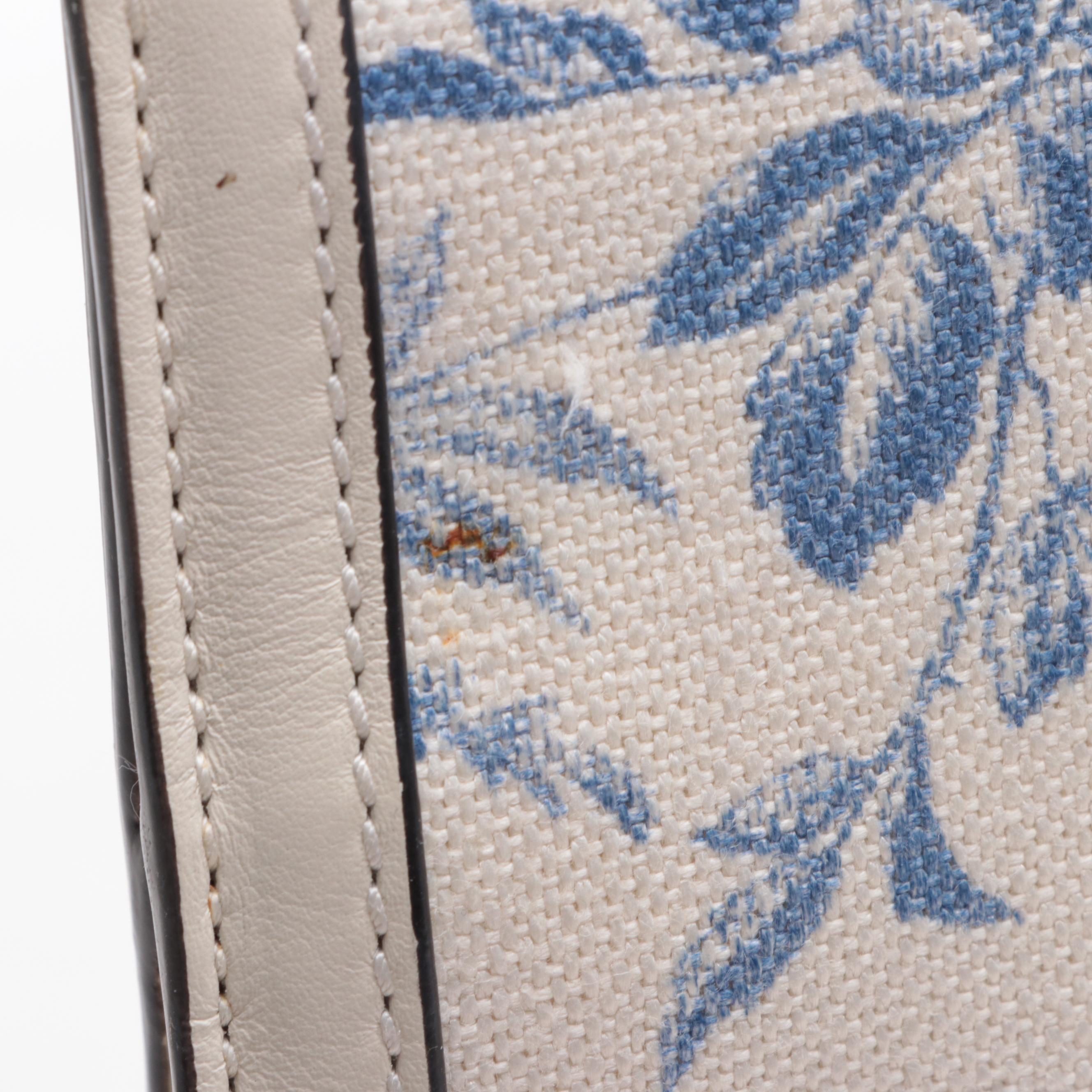 Gucci GG Ribbon Tote Bag in White Herbarium Canvas and Leather