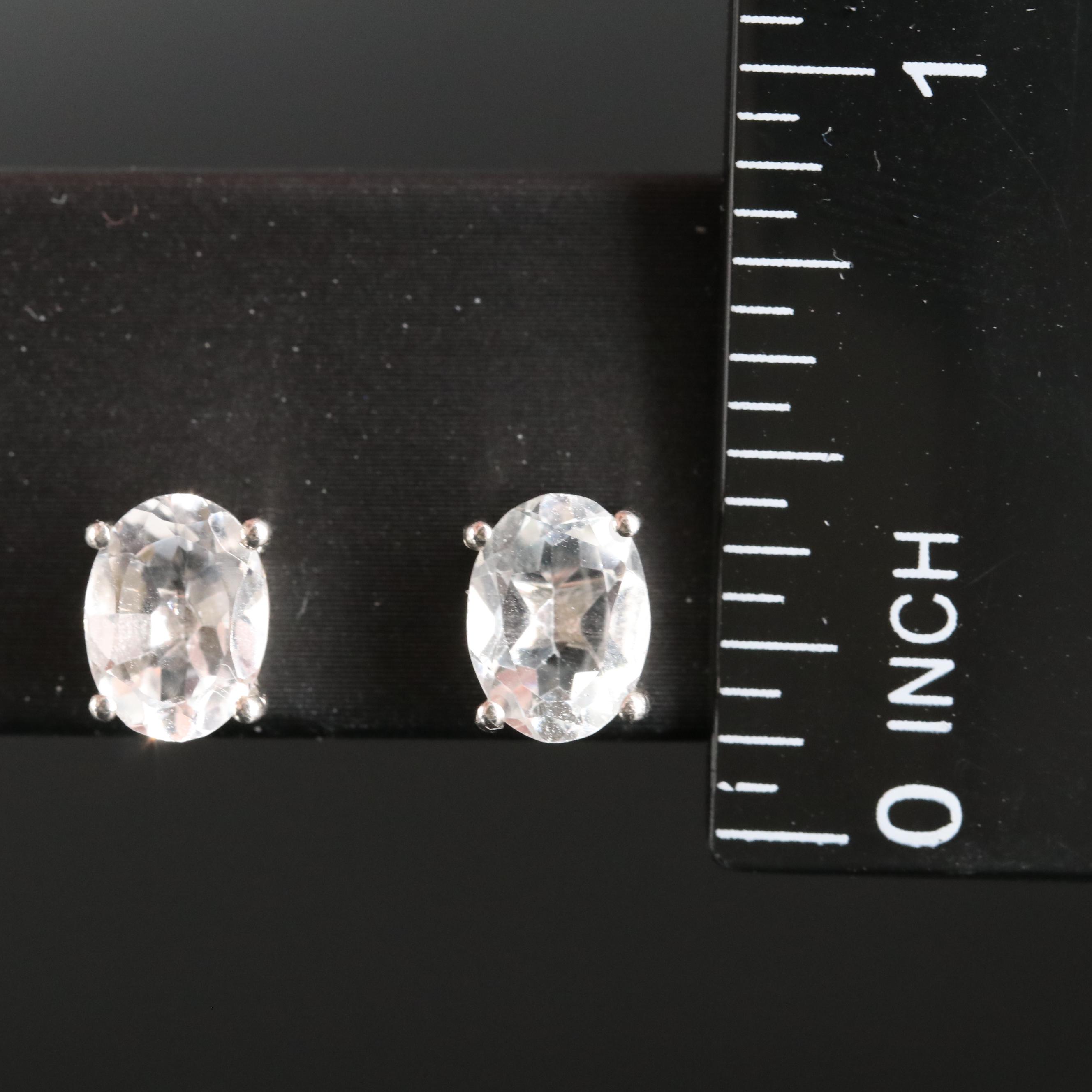 Sterling White Topaz Stud Earrings