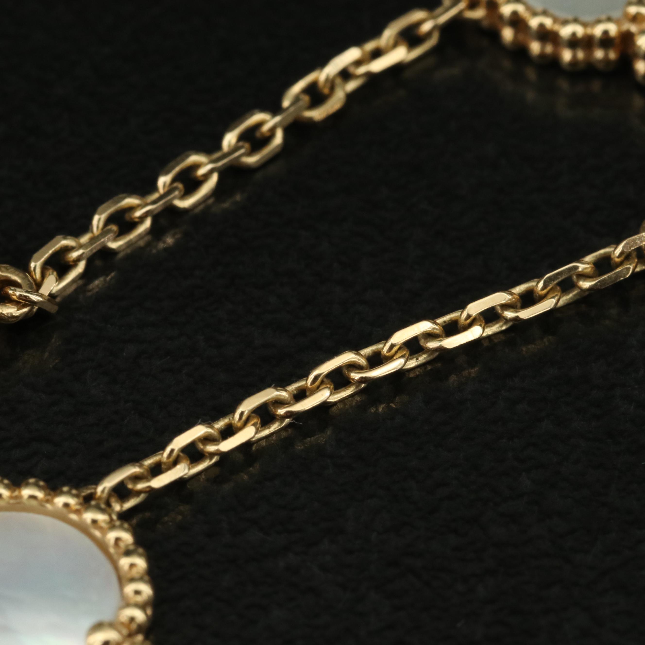 18K 2.60 CTW Diamond and Mother-of-Pearl Quatrefoil Station Necklace