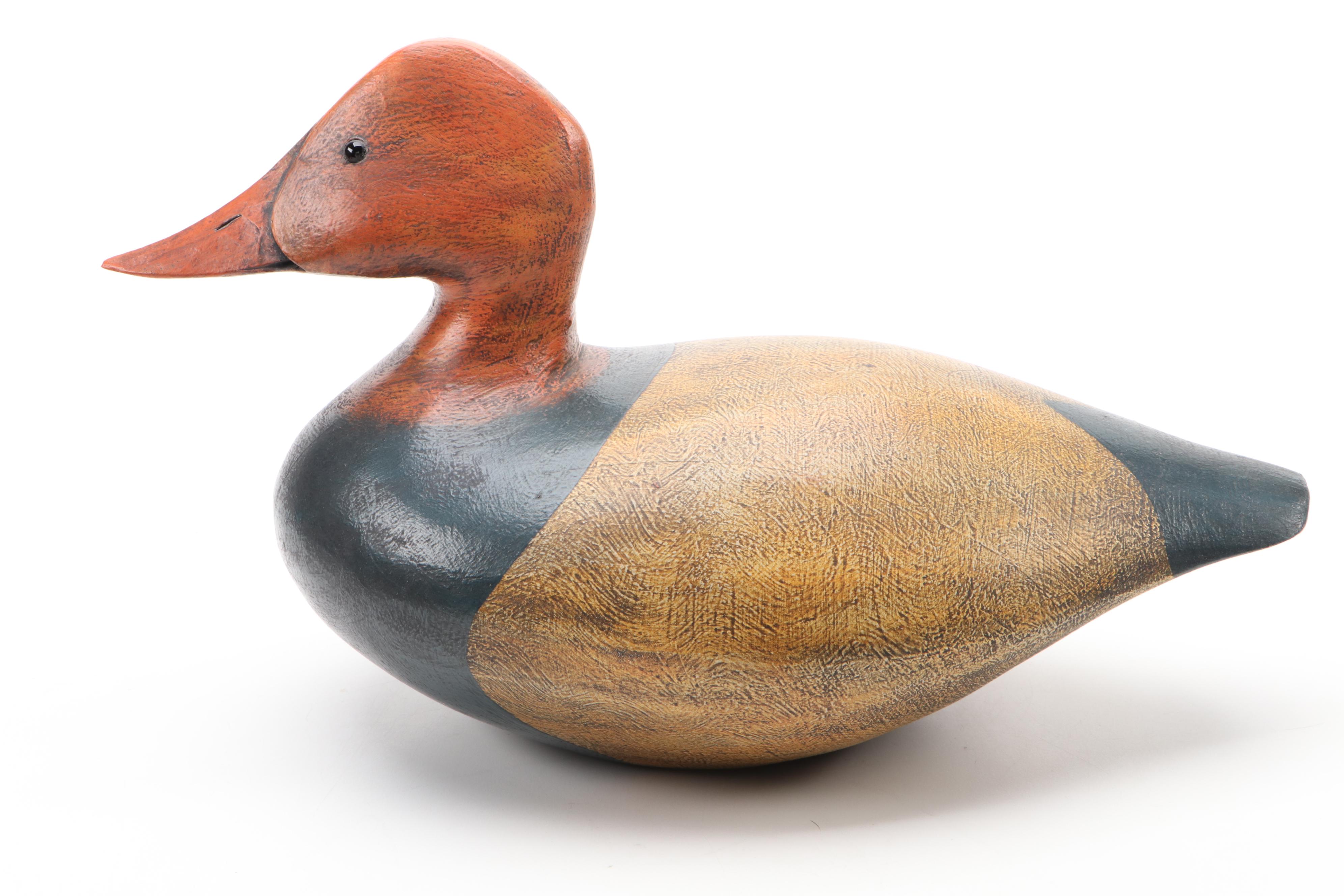 Artist Signed Hand-Painted Carved Wood Redhead Ducks and More
