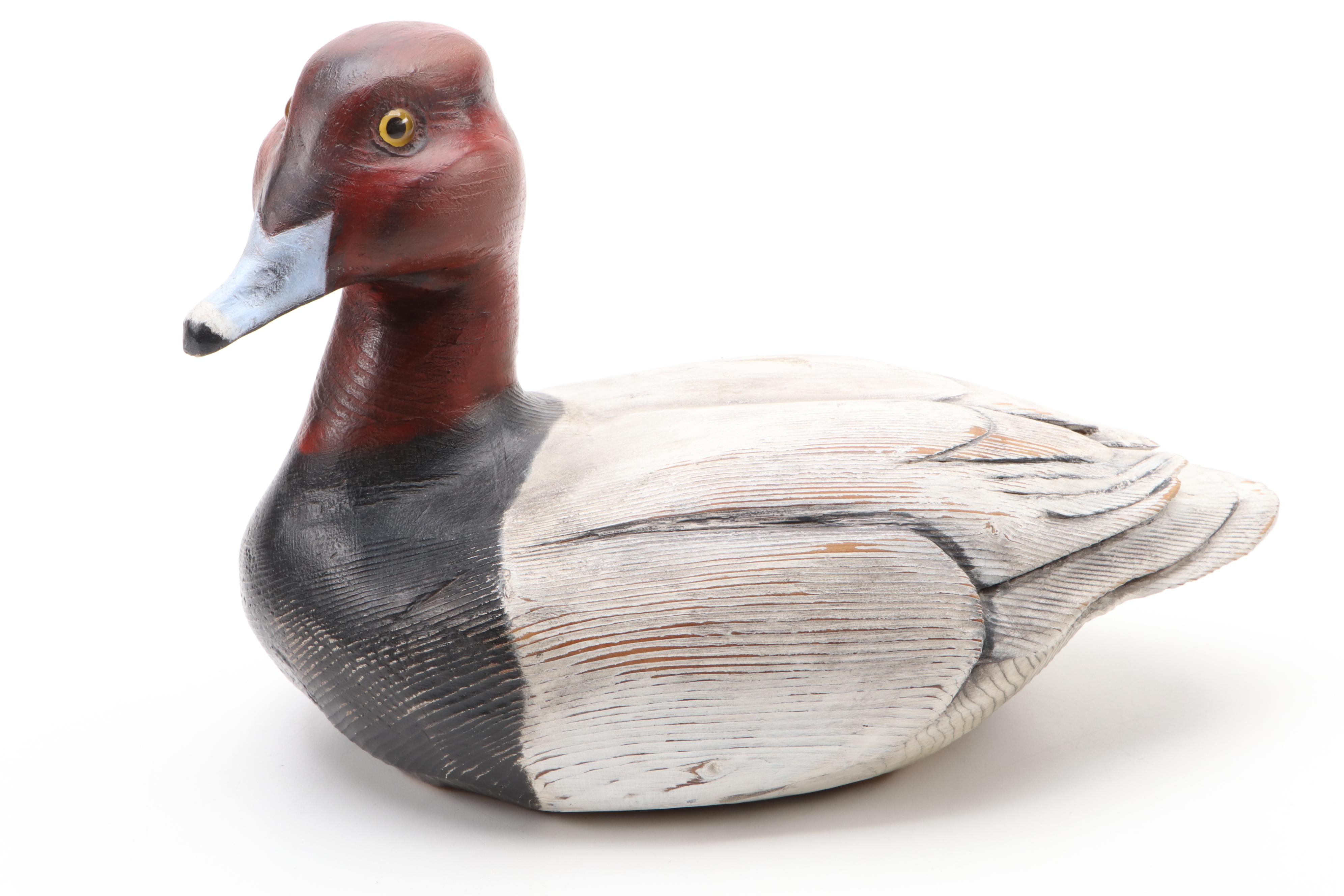 Artist Signed Hand-Painted Carved Wood Redhead Ducks and More