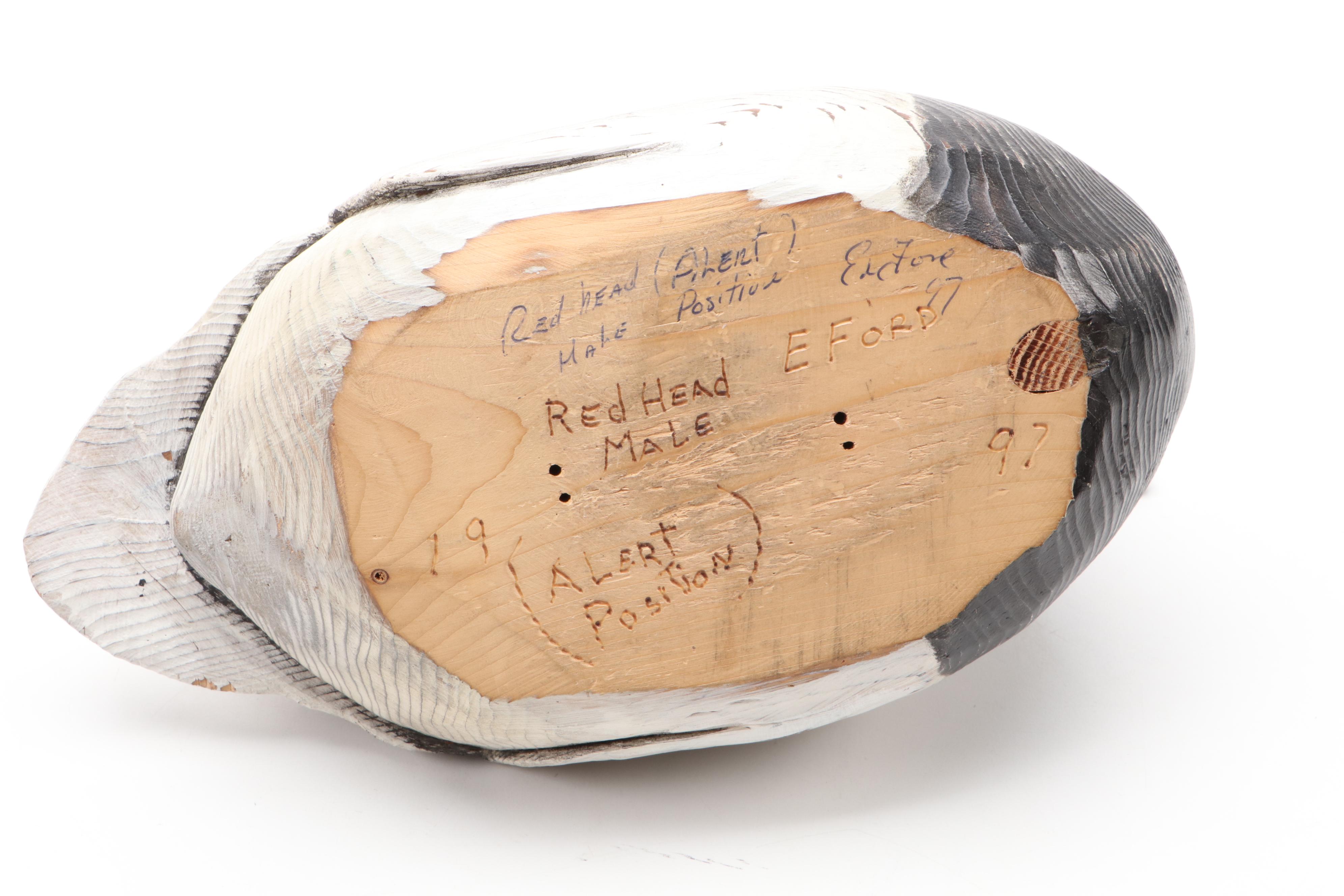 Artist Signed Hand-Painted Carved Wood Redhead Ducks and More