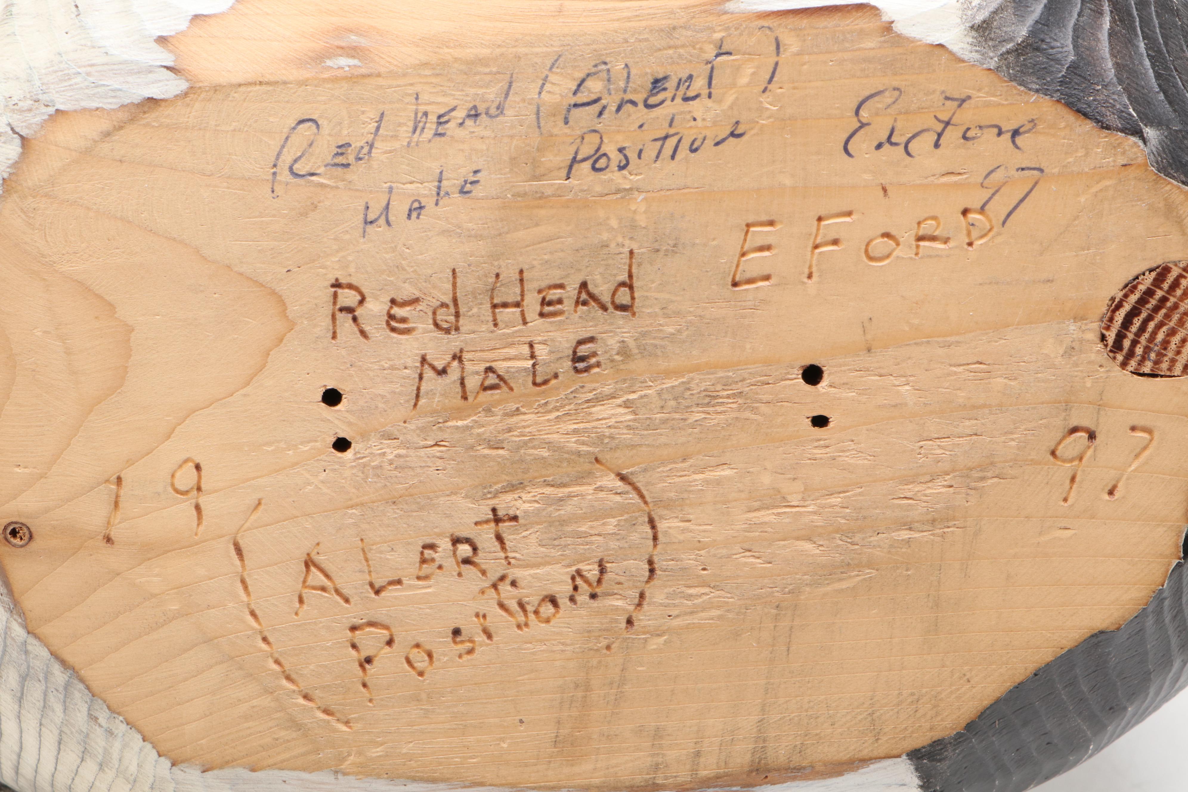 Artist Signed Hand-Painted Carved Wood Redhead Ducks and More