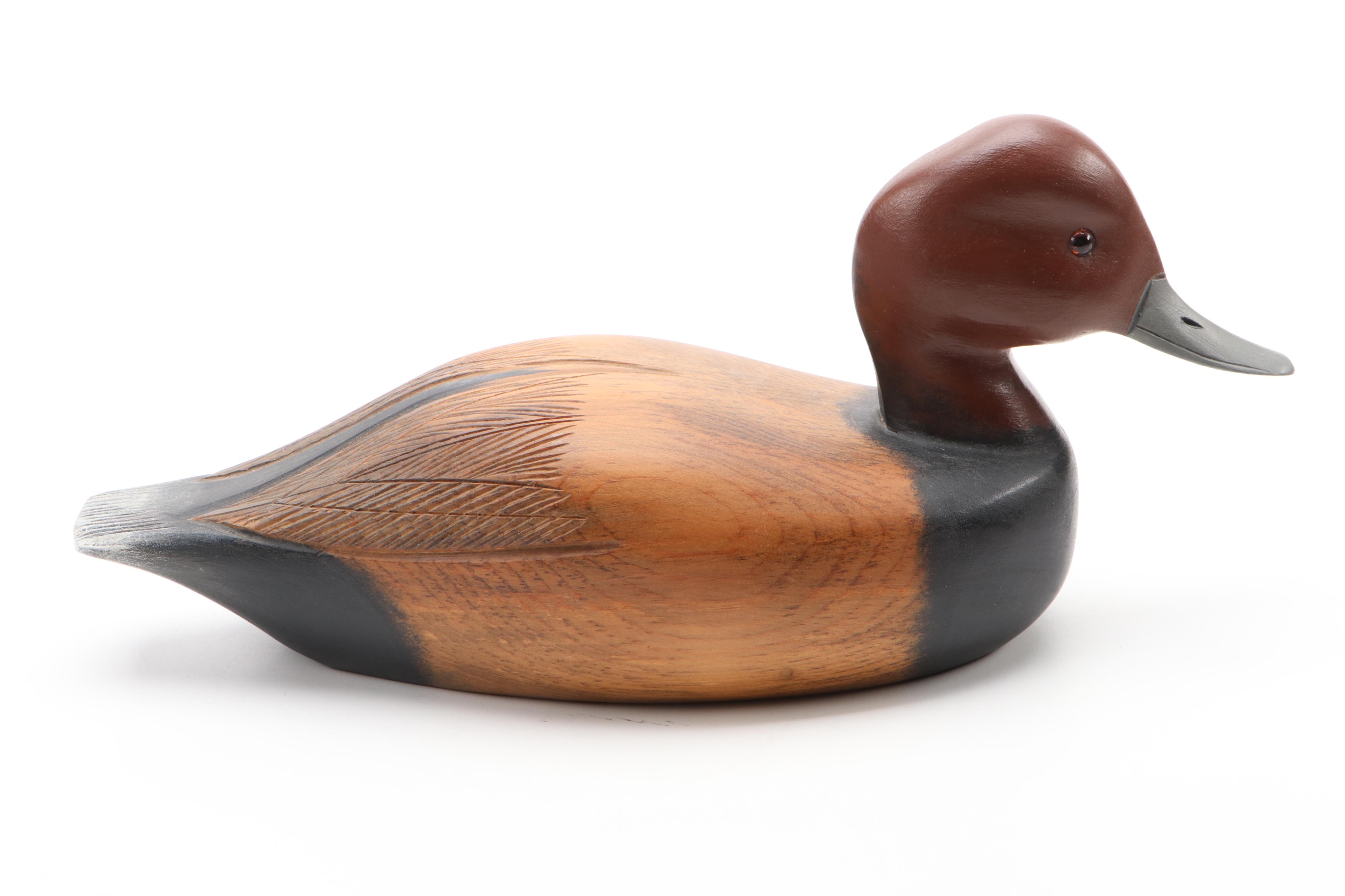 Artist Signed Hand-Painted Carved Wood Redhead Ducks and More