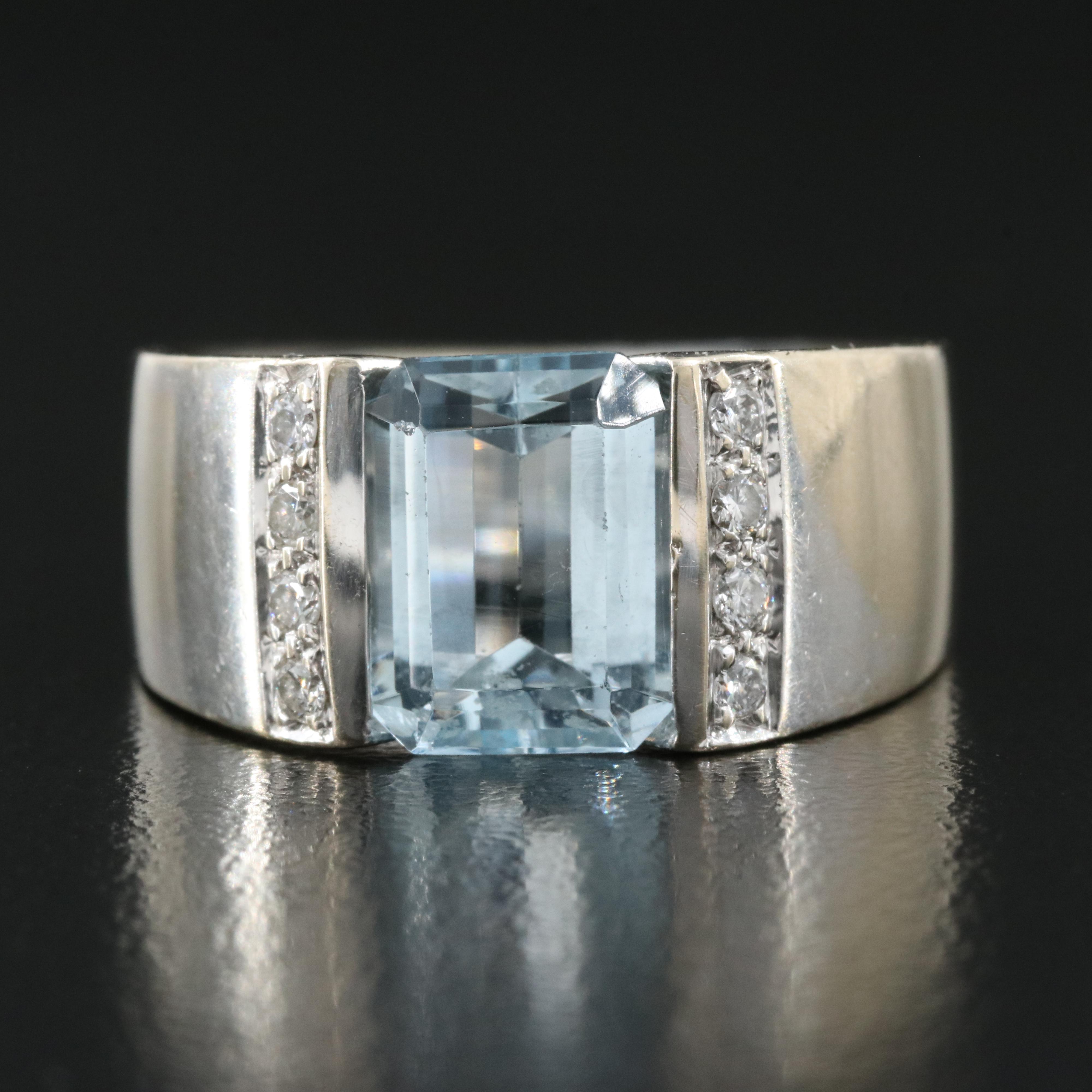Italian 18K 3.00 CT Aquamarine and Diamond Ring