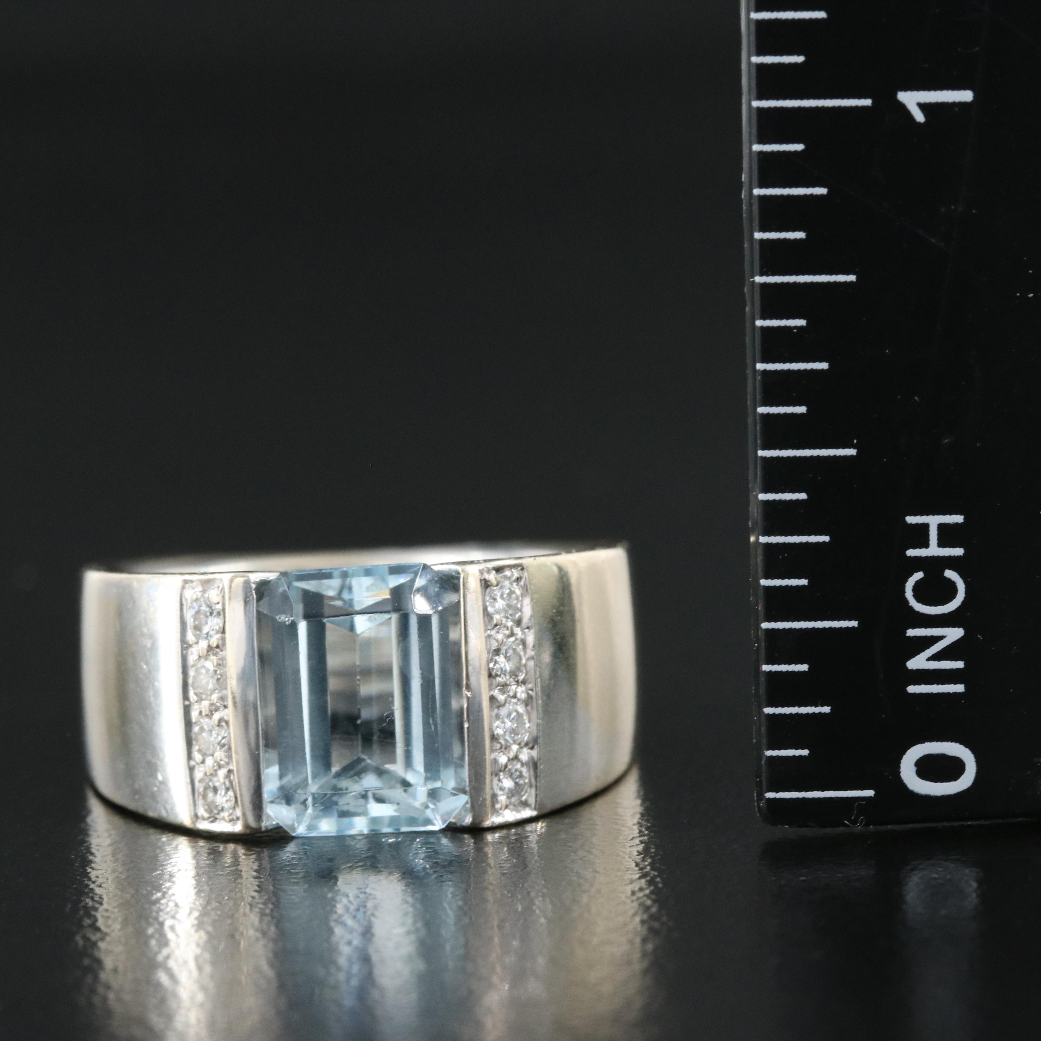 Italian 18K 3.00 CT Aquamarine and Diamond Ring