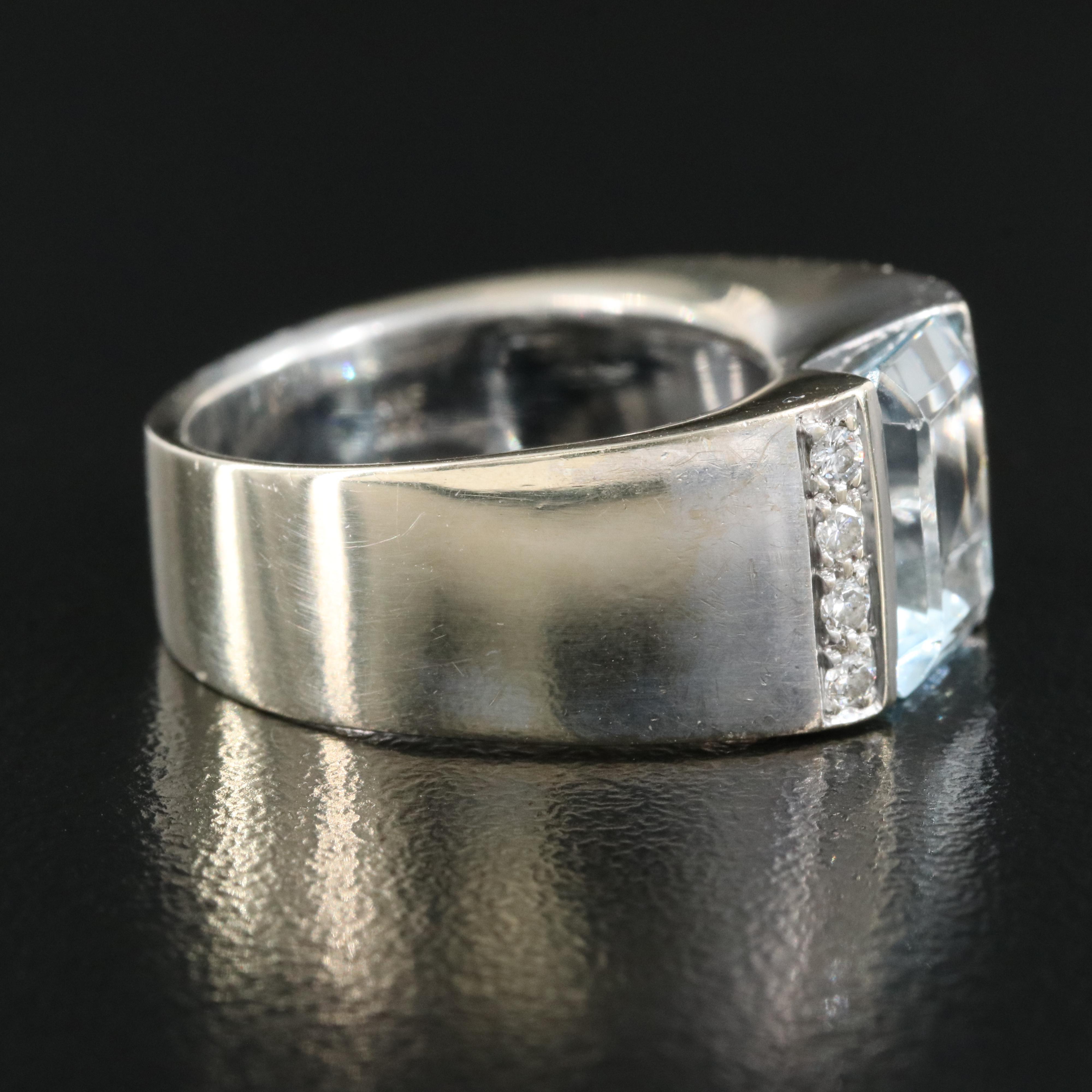 Italian 18K 3.00 CT Aquamarine and Diamond Ring