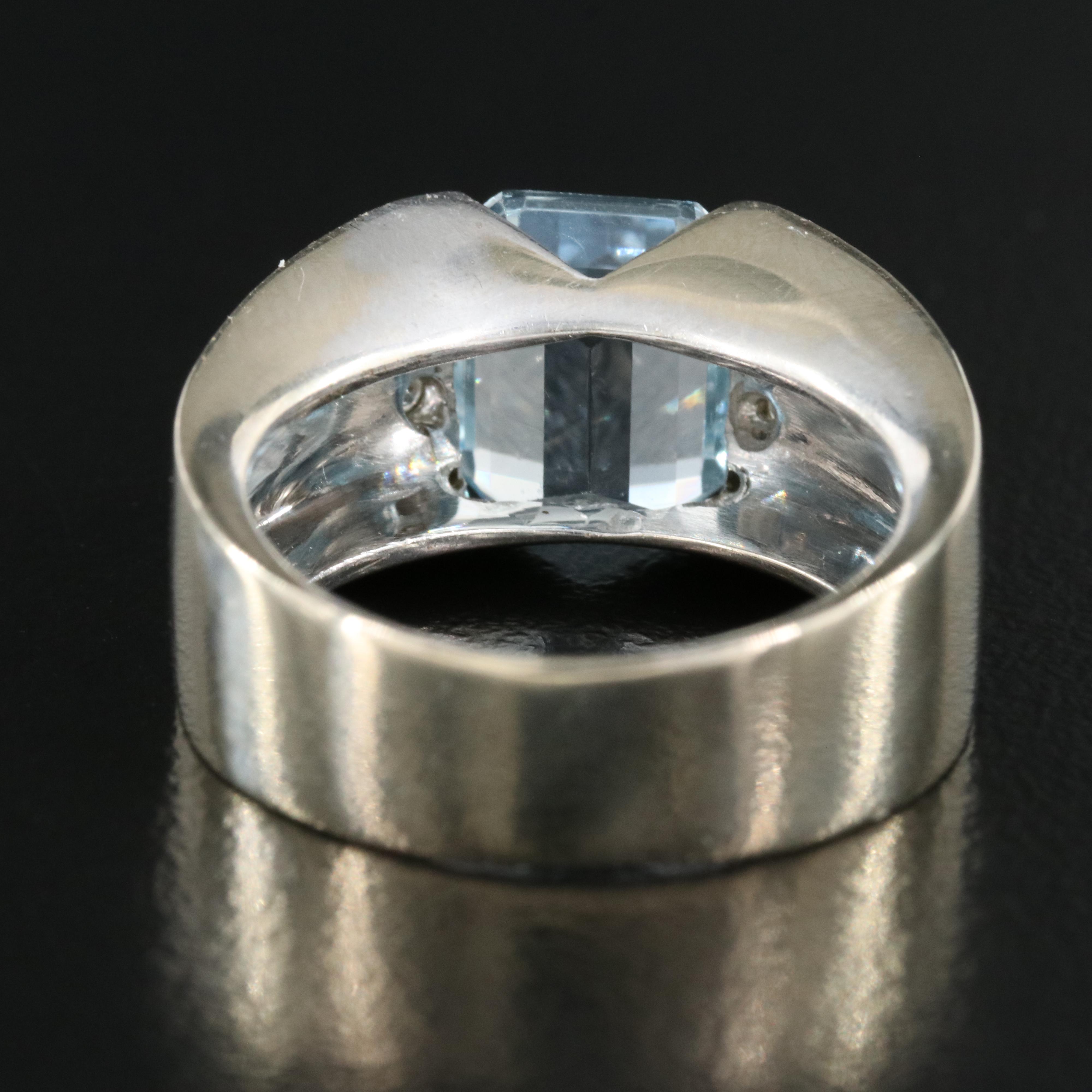 Italian 18K 3.00 CT Aquamarine and Diamond Ring