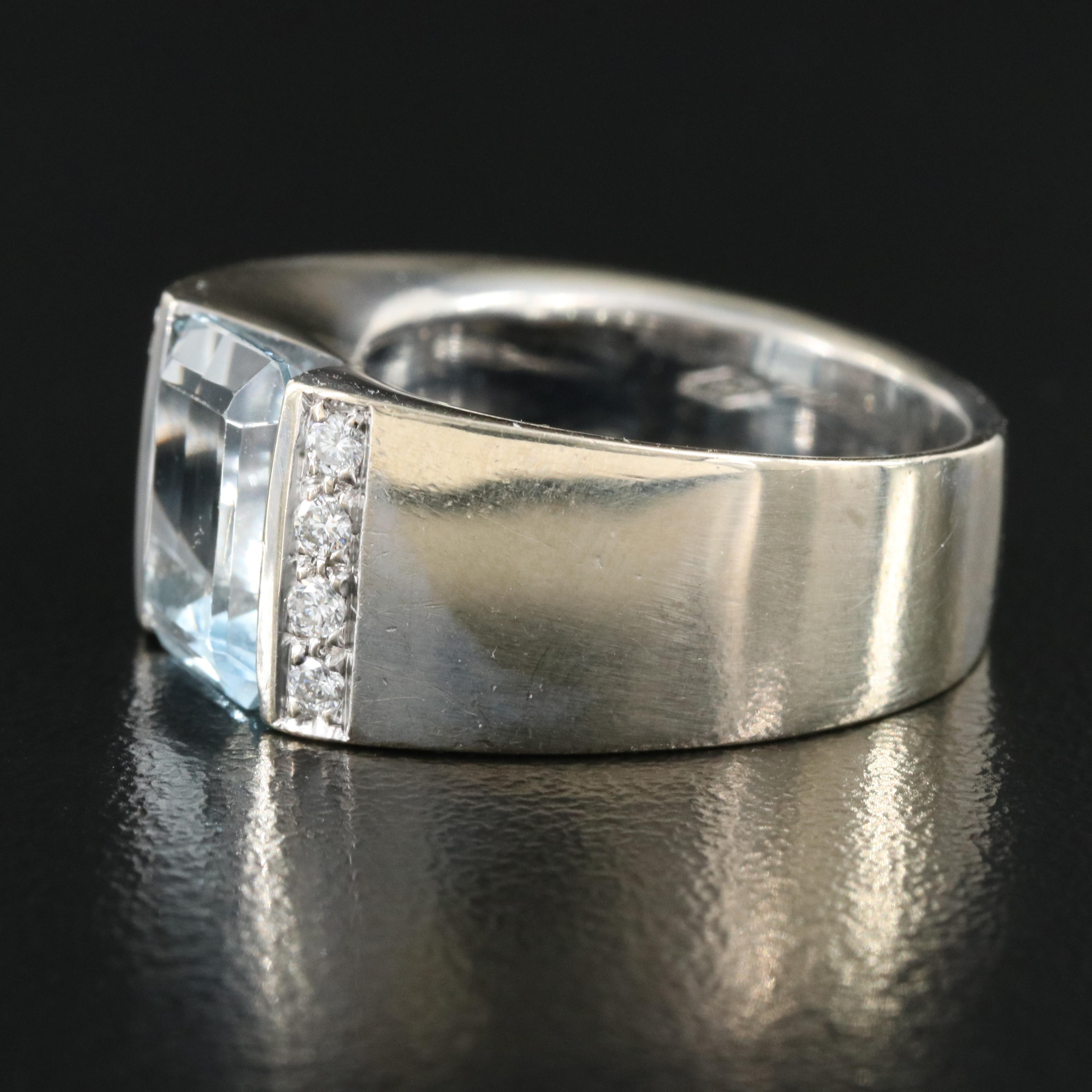 Italian 18K 3.00 CT Aquamarine and Diamond Ring