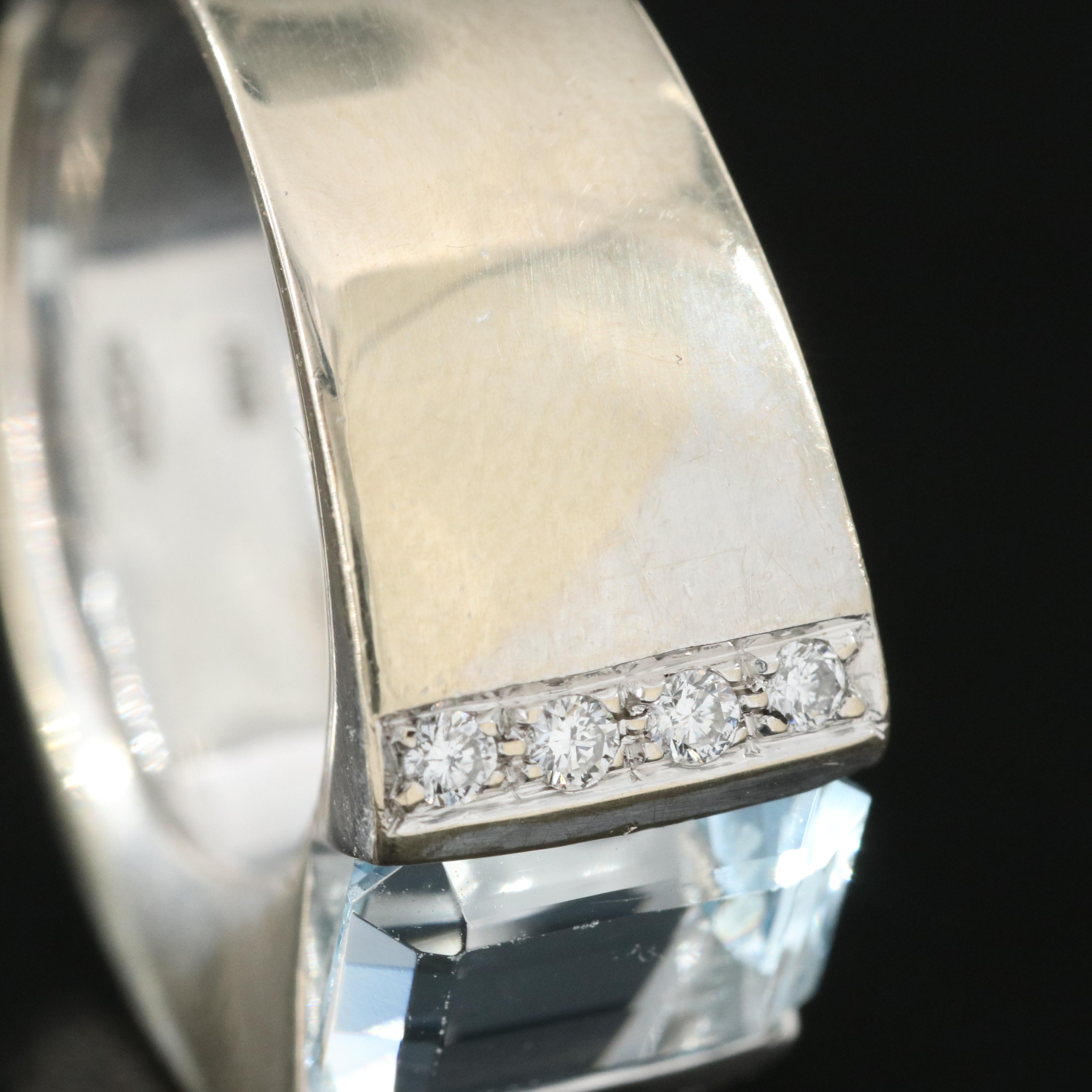 Italian 18K 3.00 CT Aquamarine and Diamond Ring