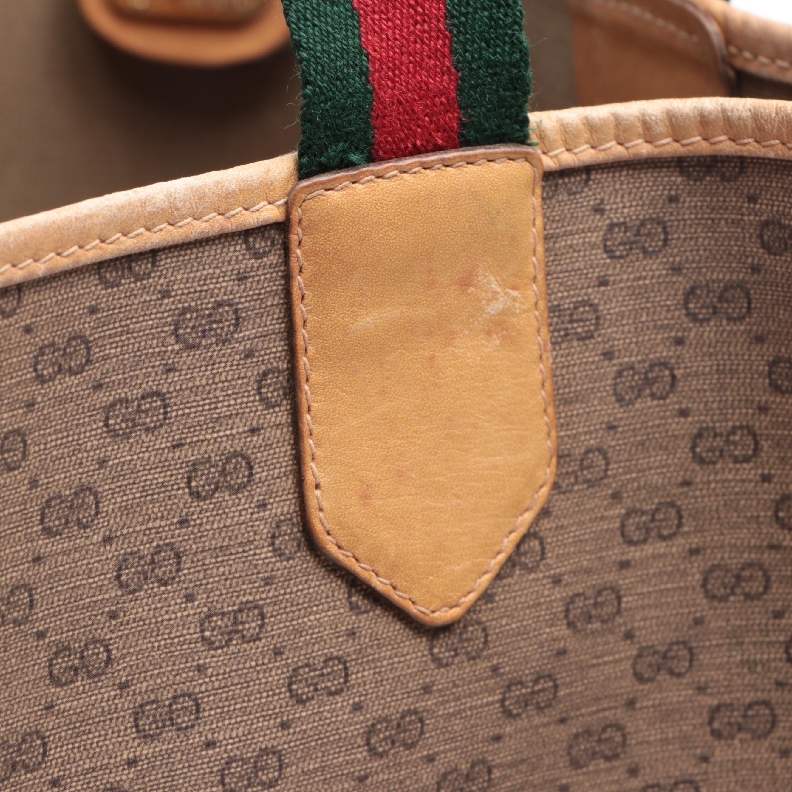 Gucci Tote in Micro GG Supreme Canvas and Leather