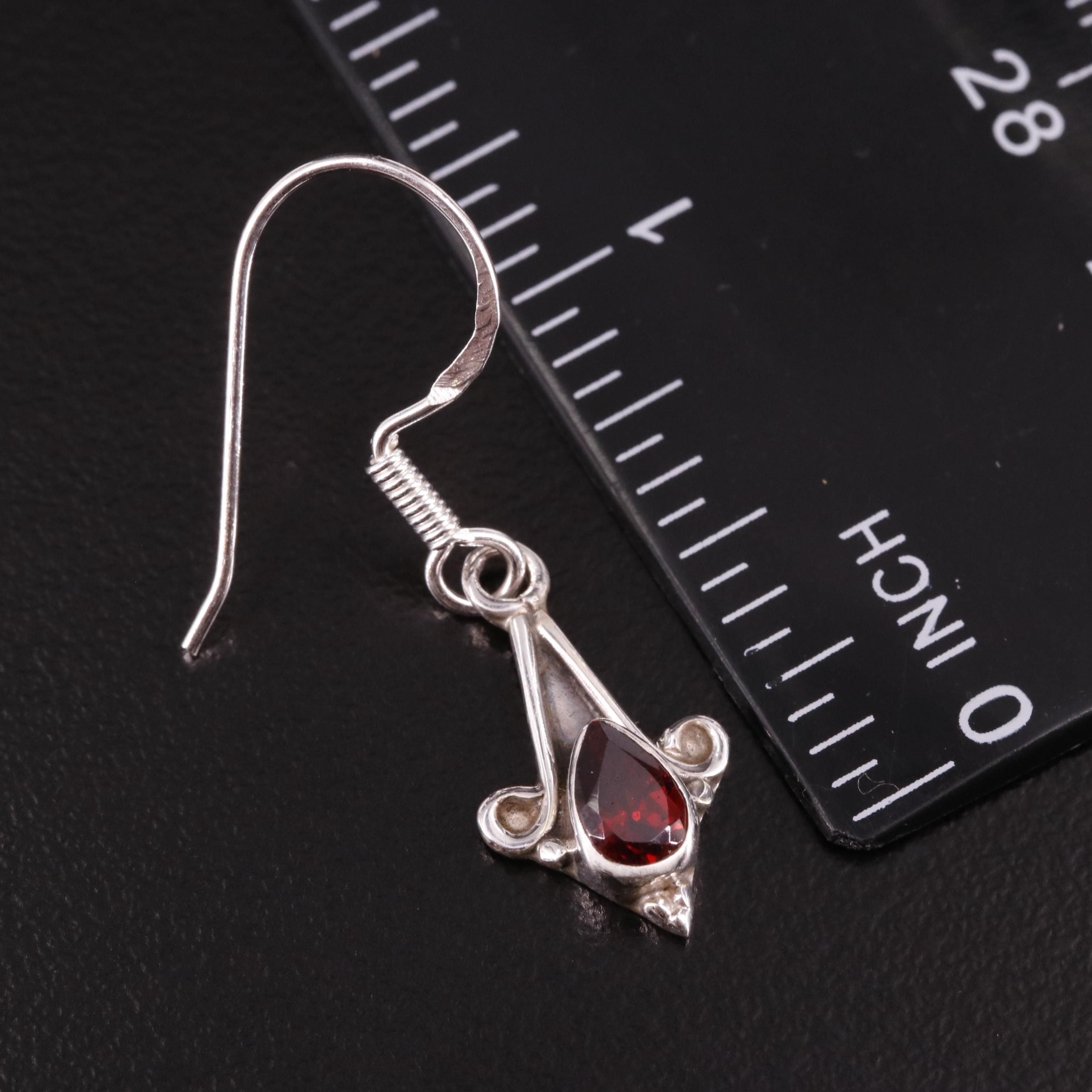 Sterling Garnet Dangle Earrings