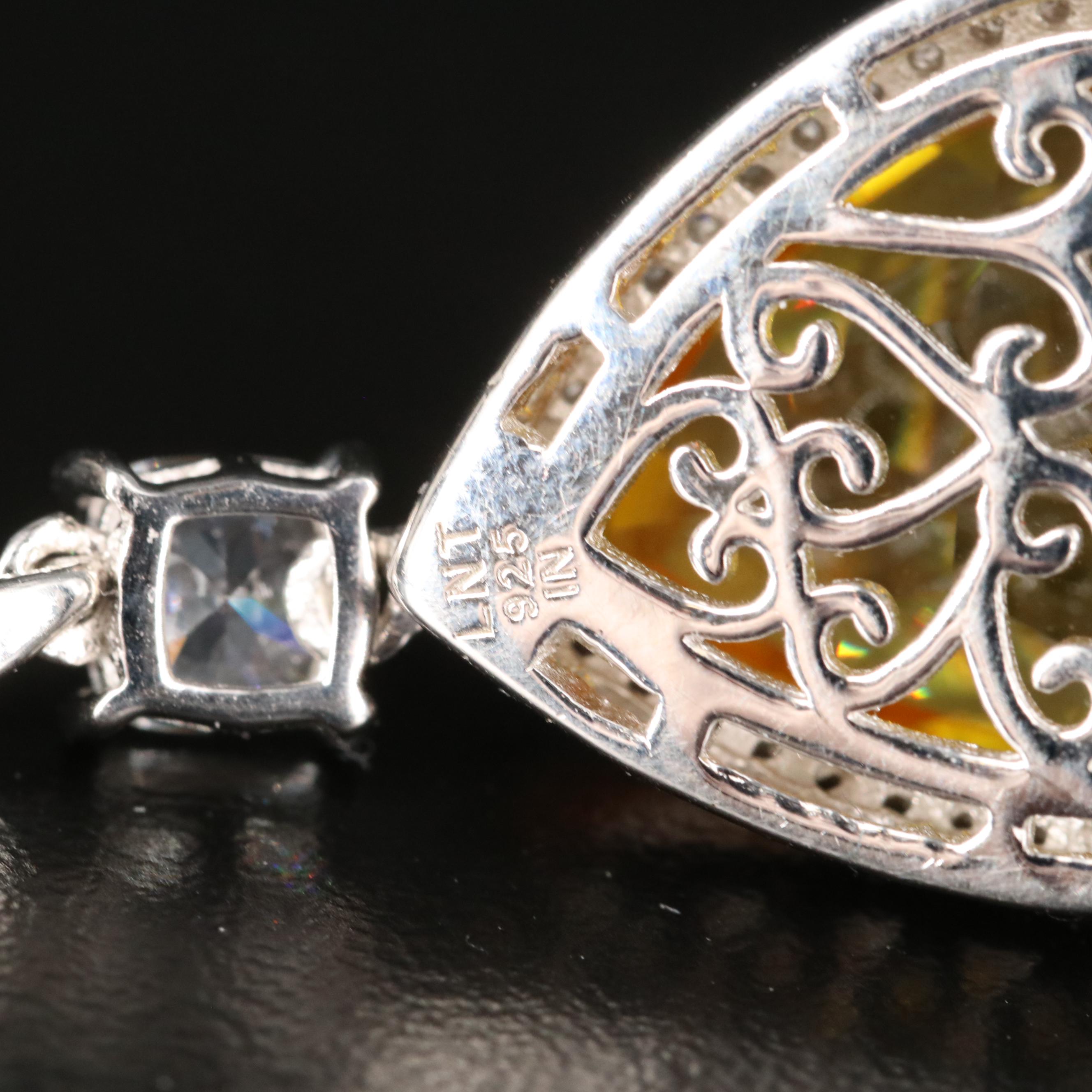 Sterling Cubic Zirconia Teardrop Pendant Necklace