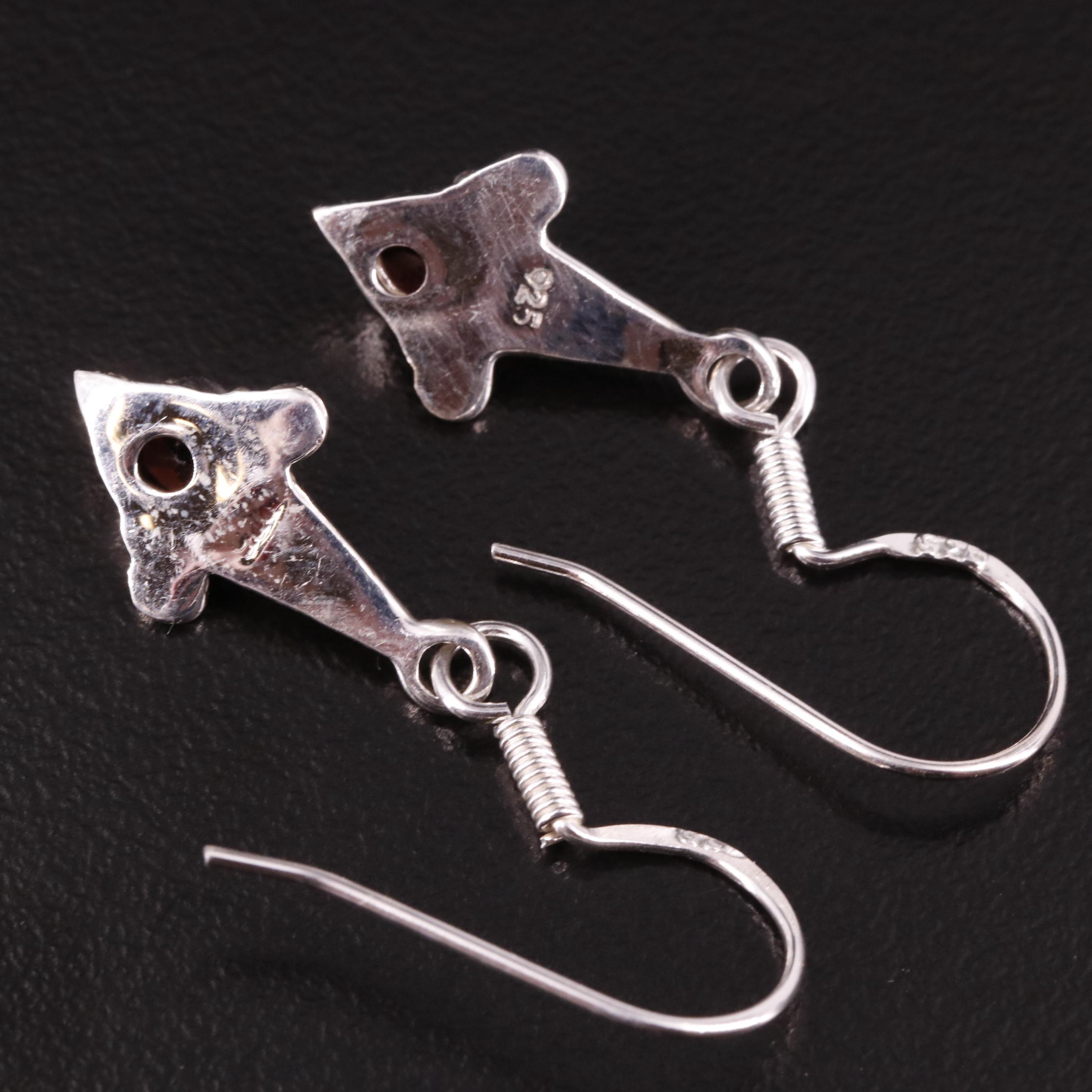 Sterling Garnet Dangle Earrings