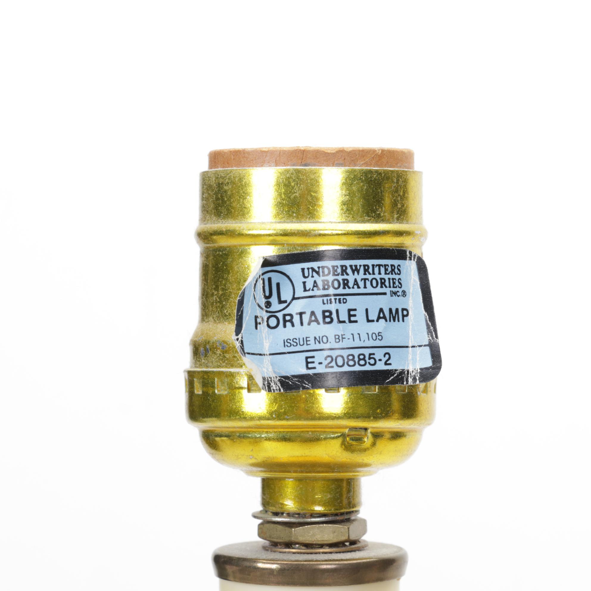 Matched Pair and Other Brass and Enamel Candlestick Style Lamps