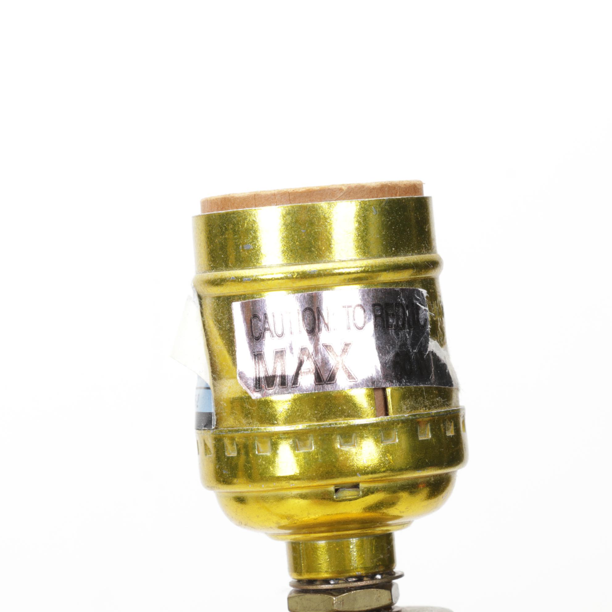 Matched Pair and Other Brass and Enamel Candlestick Style Lamps