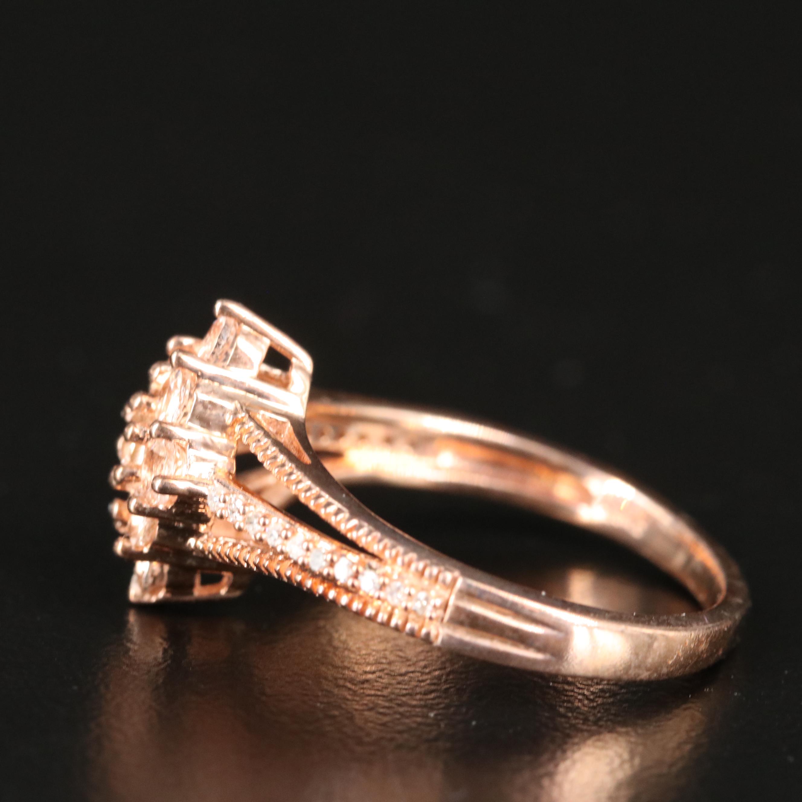 Sterling Cubic Zirconia and Diamond Navette Ring