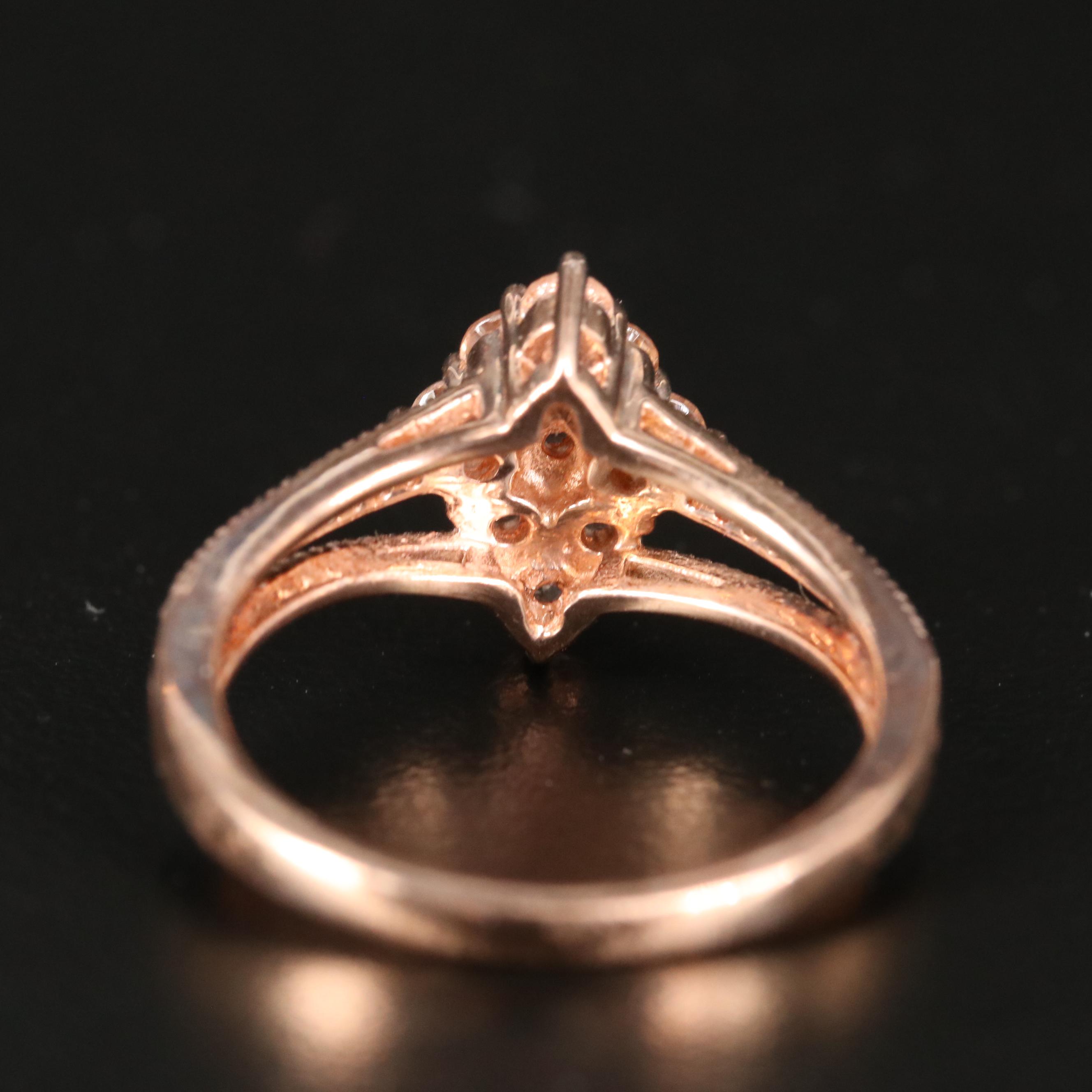 Sterling Cubic Zirconia and Diamond Navette Ring