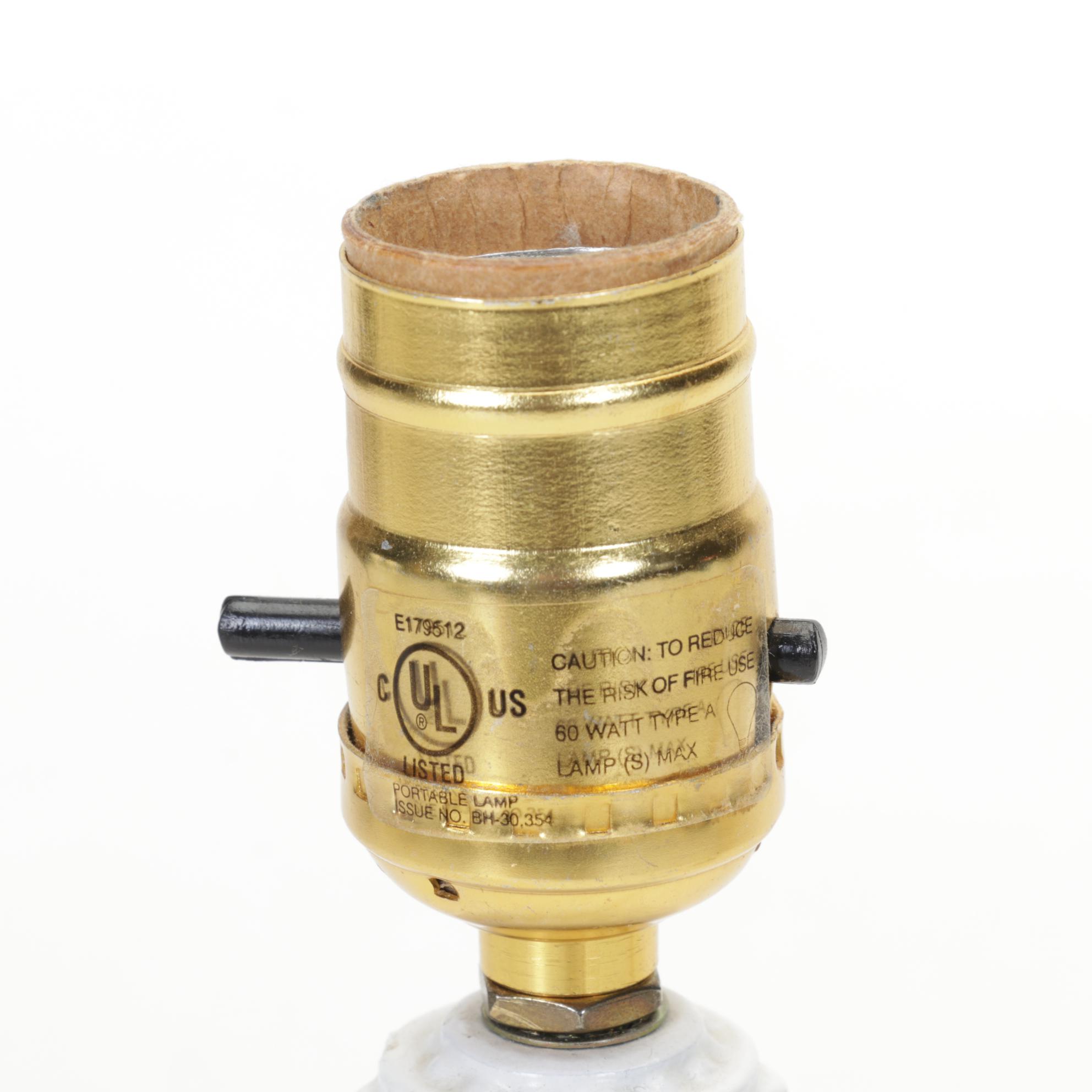 Matched Pair and Other Brass and Enamel Candlestick Style Lamps