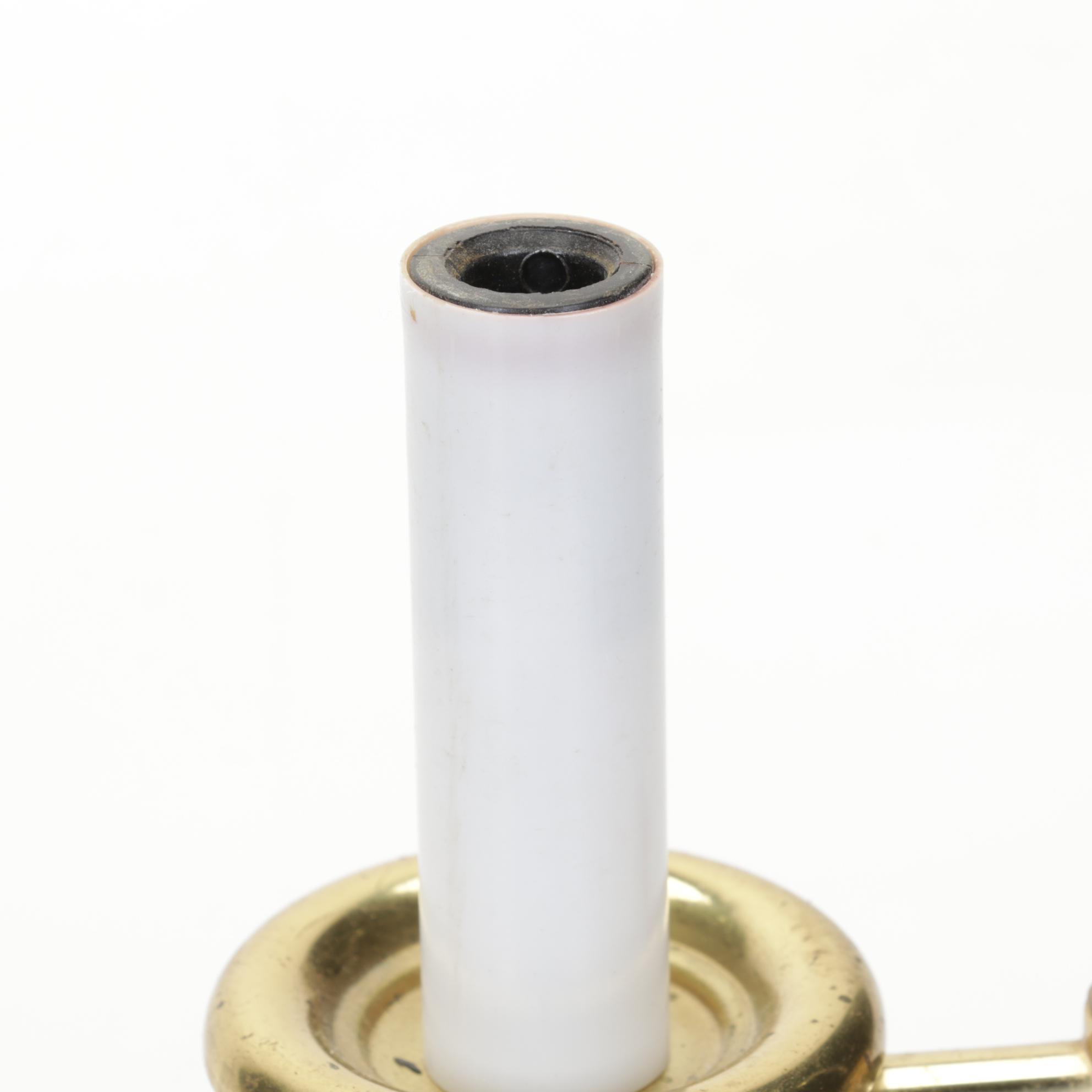 Matched Pair and Other Brass and Enamel Candlestick Style Lamps