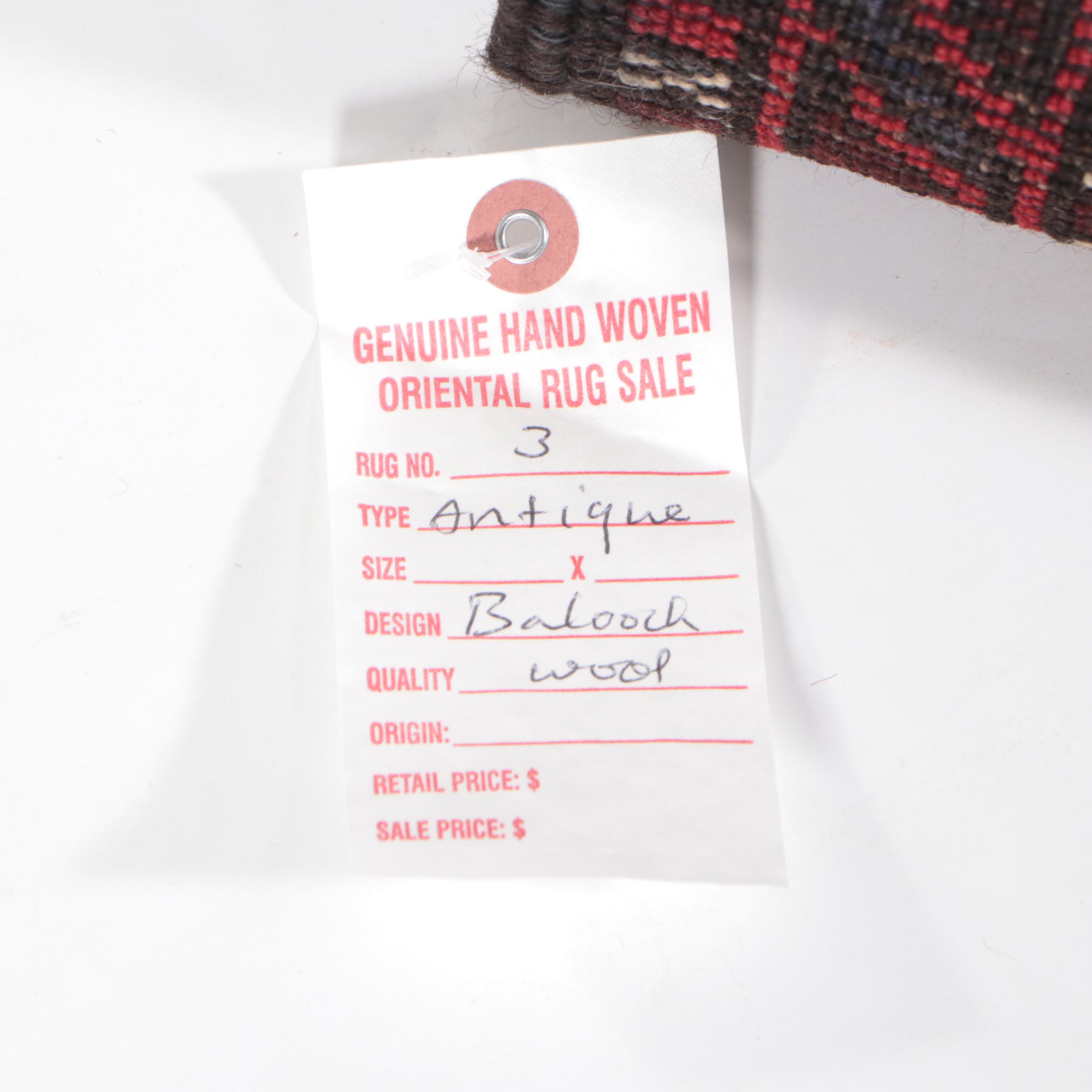 1'10 x 3'1 Hand-Knotted Afghan Baluch Accent Rug