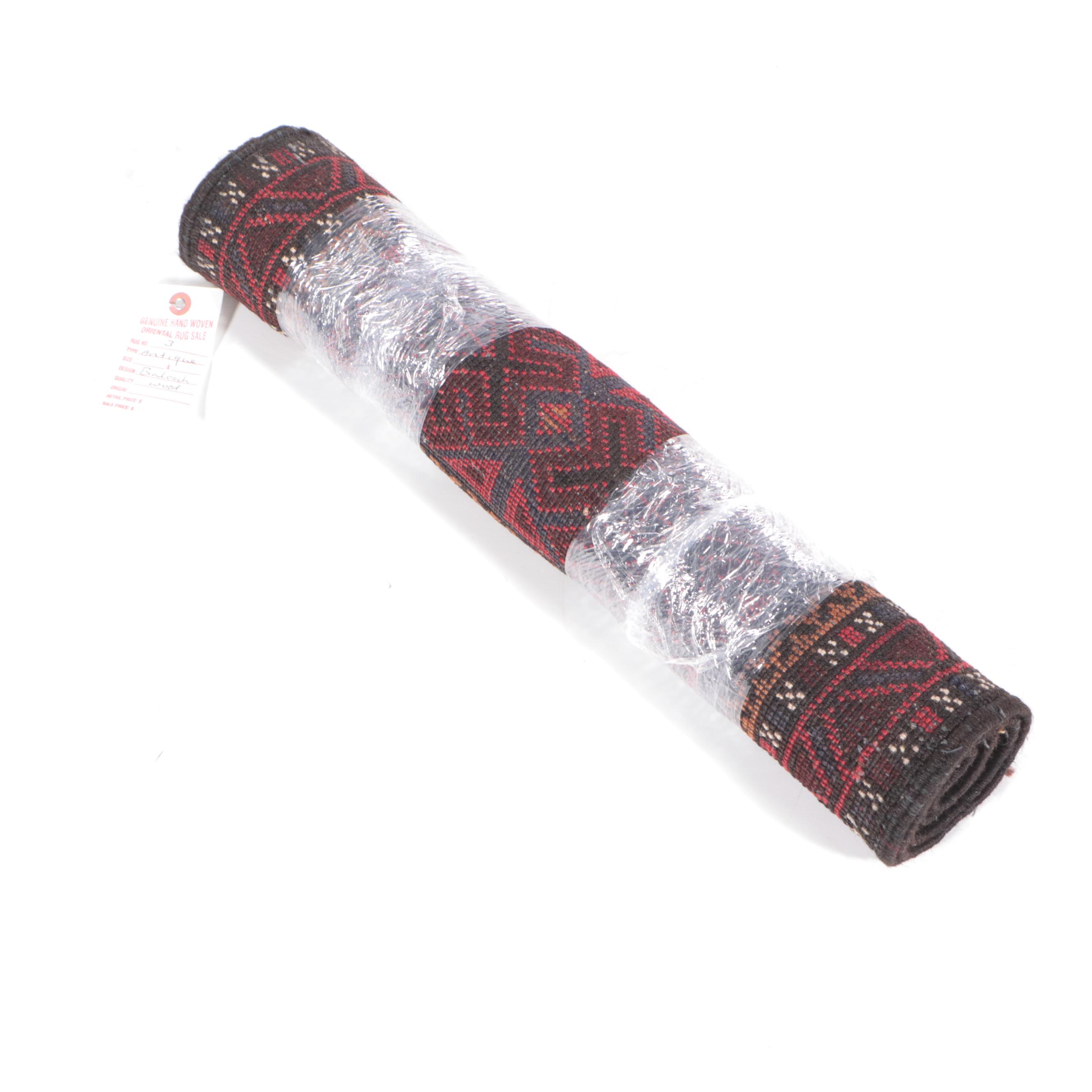 1'10 x 3'1 Hand-Knotted Afghan Baluch Accent Rug