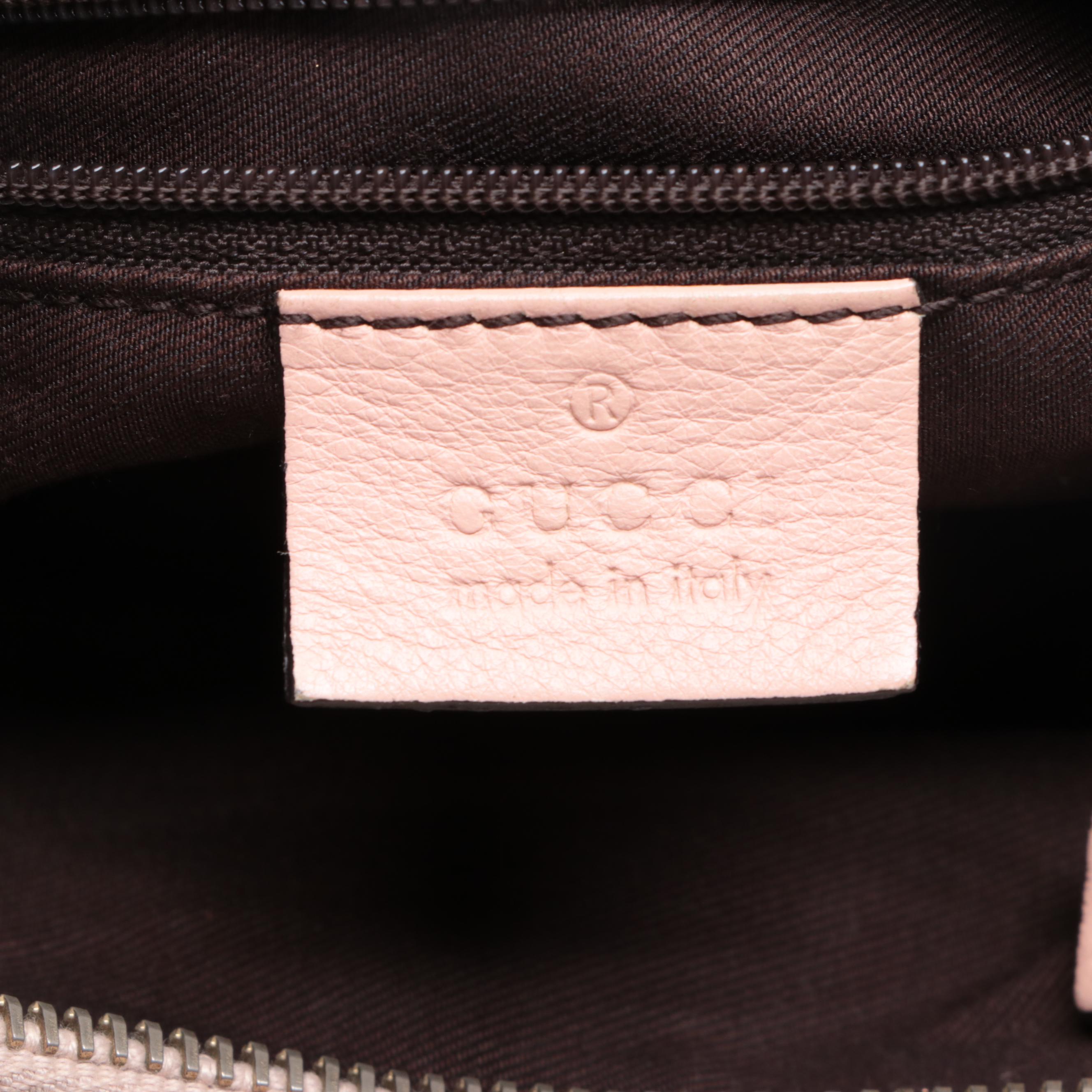 Gucci Abbey D-Ring Small Hobo Bag in GG Canvas and Pink Leather Trim