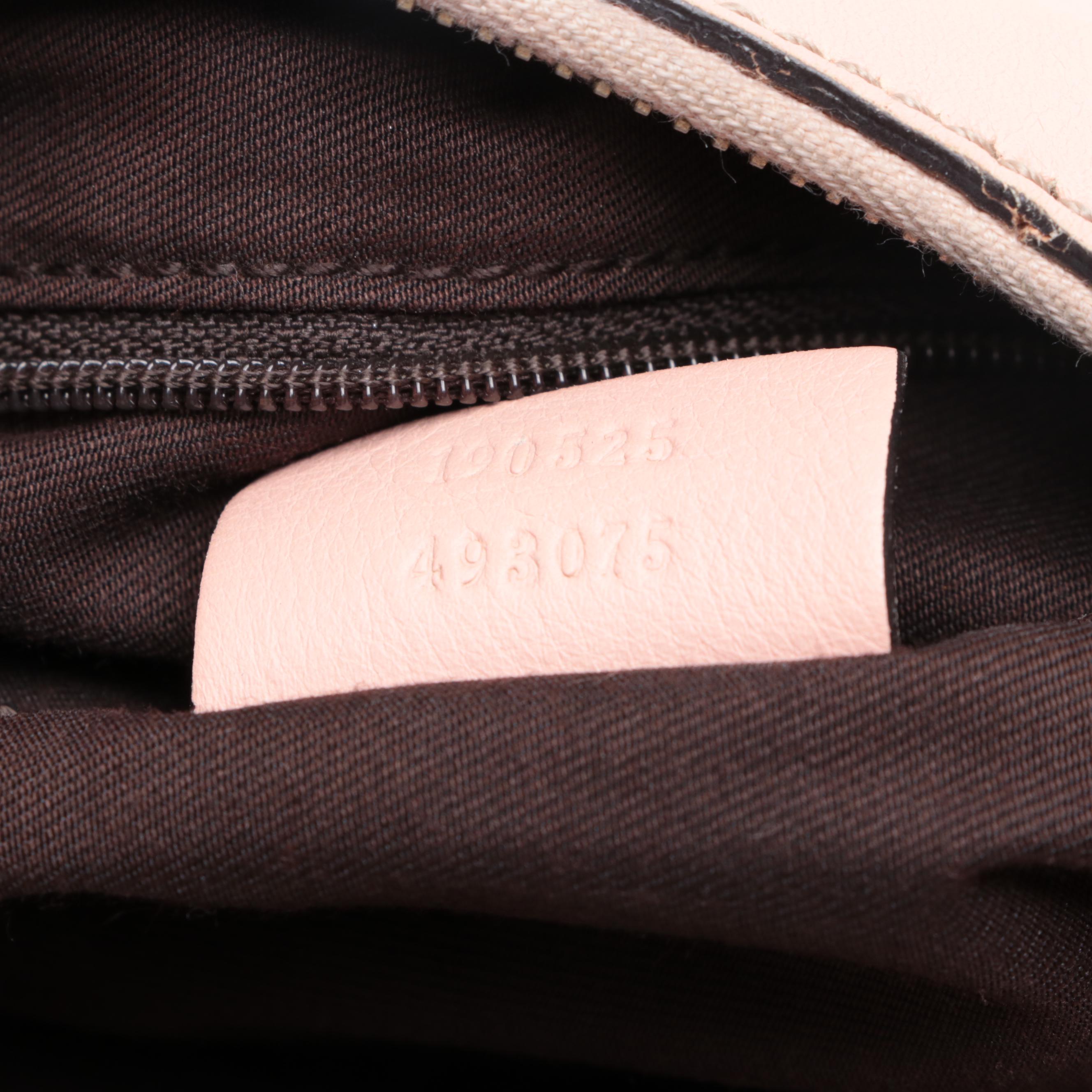 Gucci Abbey D-Ring Small Hobo Bag in GG Canvas and Pink Leather Trim