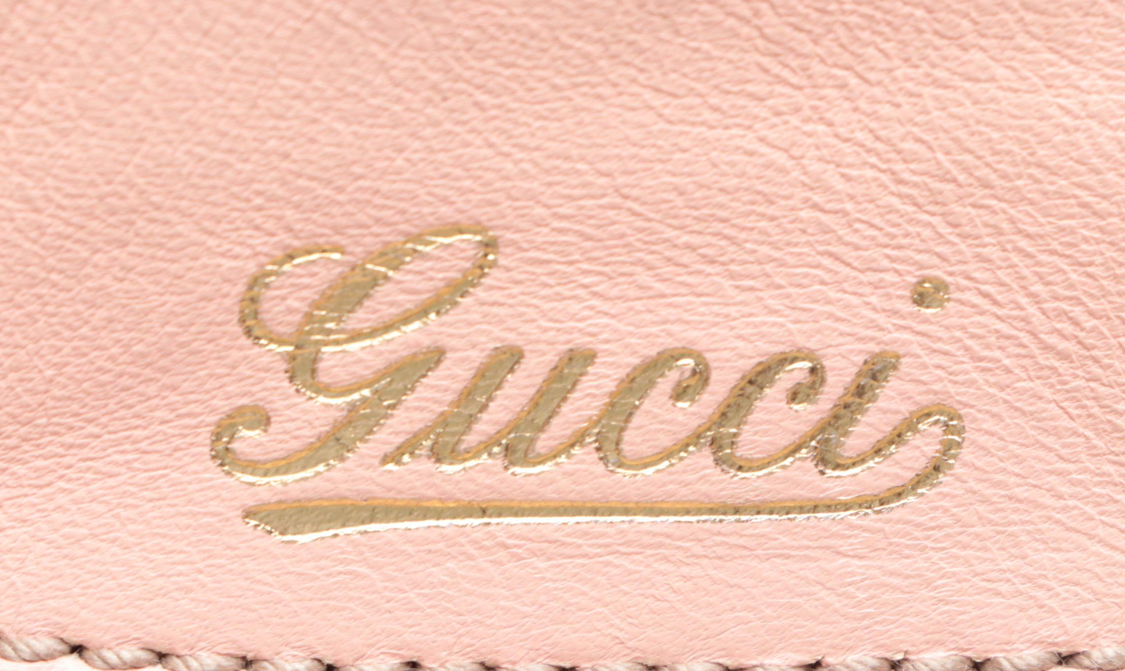 Gucci Abbey D-Ring Small Hobo Bag in GG Canvas and Pink Leather Trim