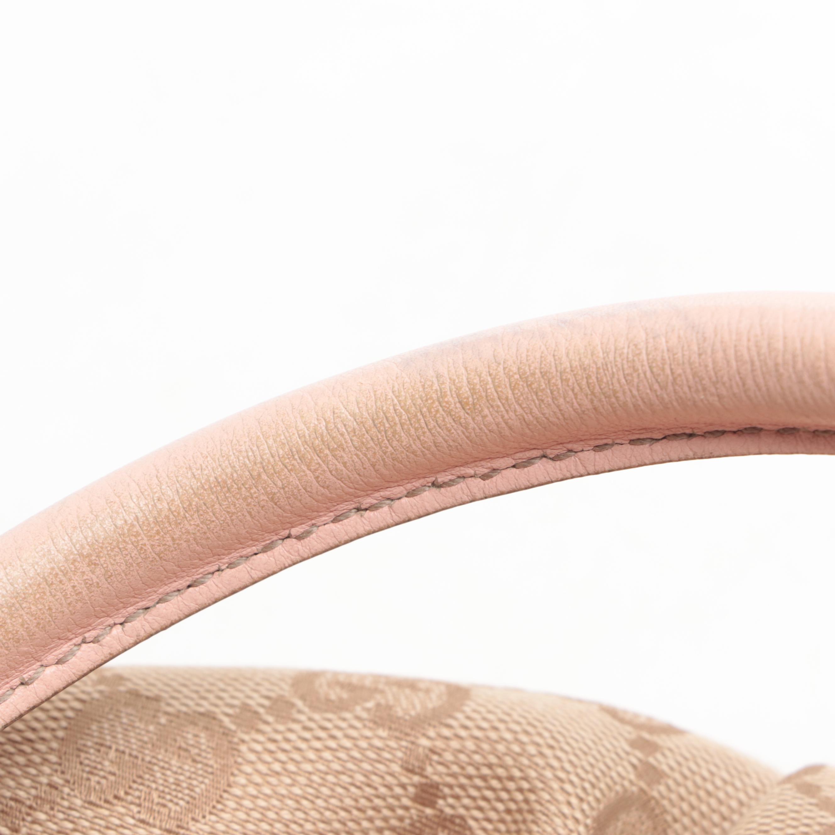 Gucci Abbey D-Ring Small Hobo Bag in GG Canvas and Pink Leather Trim