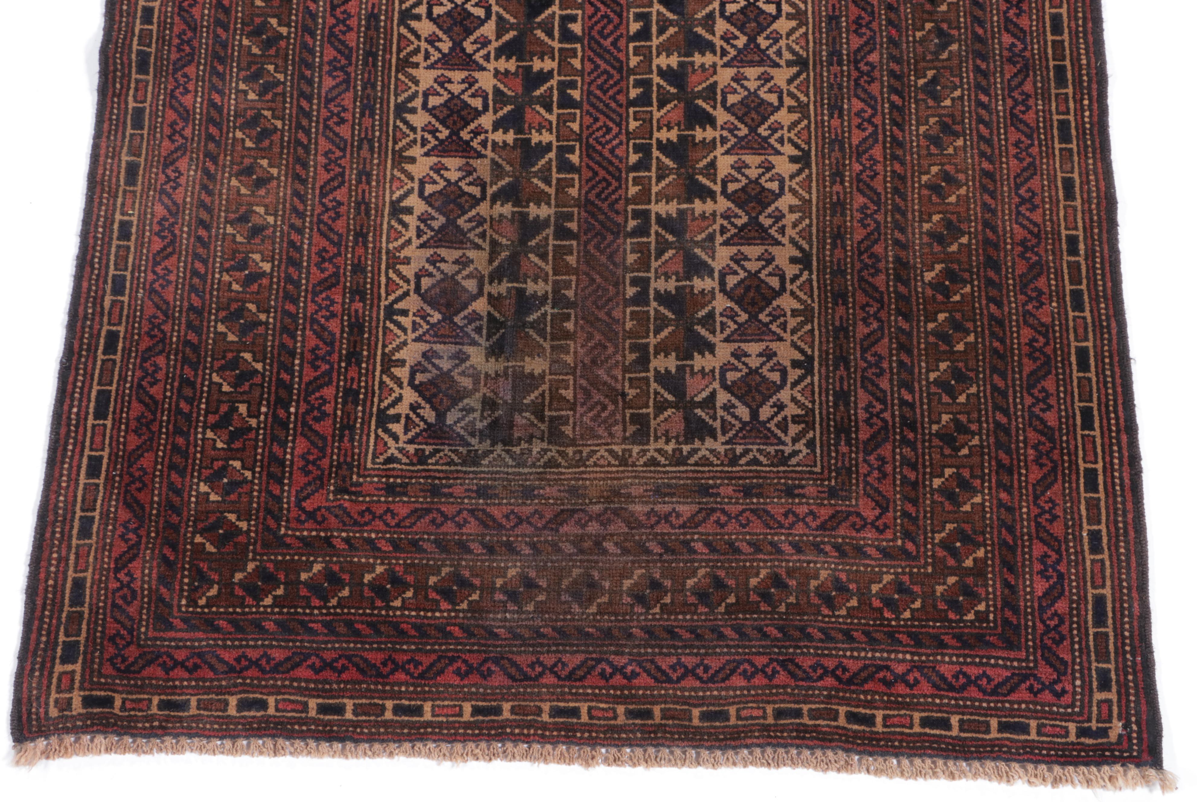 2'9 x 4'10 Hand-Knotted Afghan Baluch Accent Rug