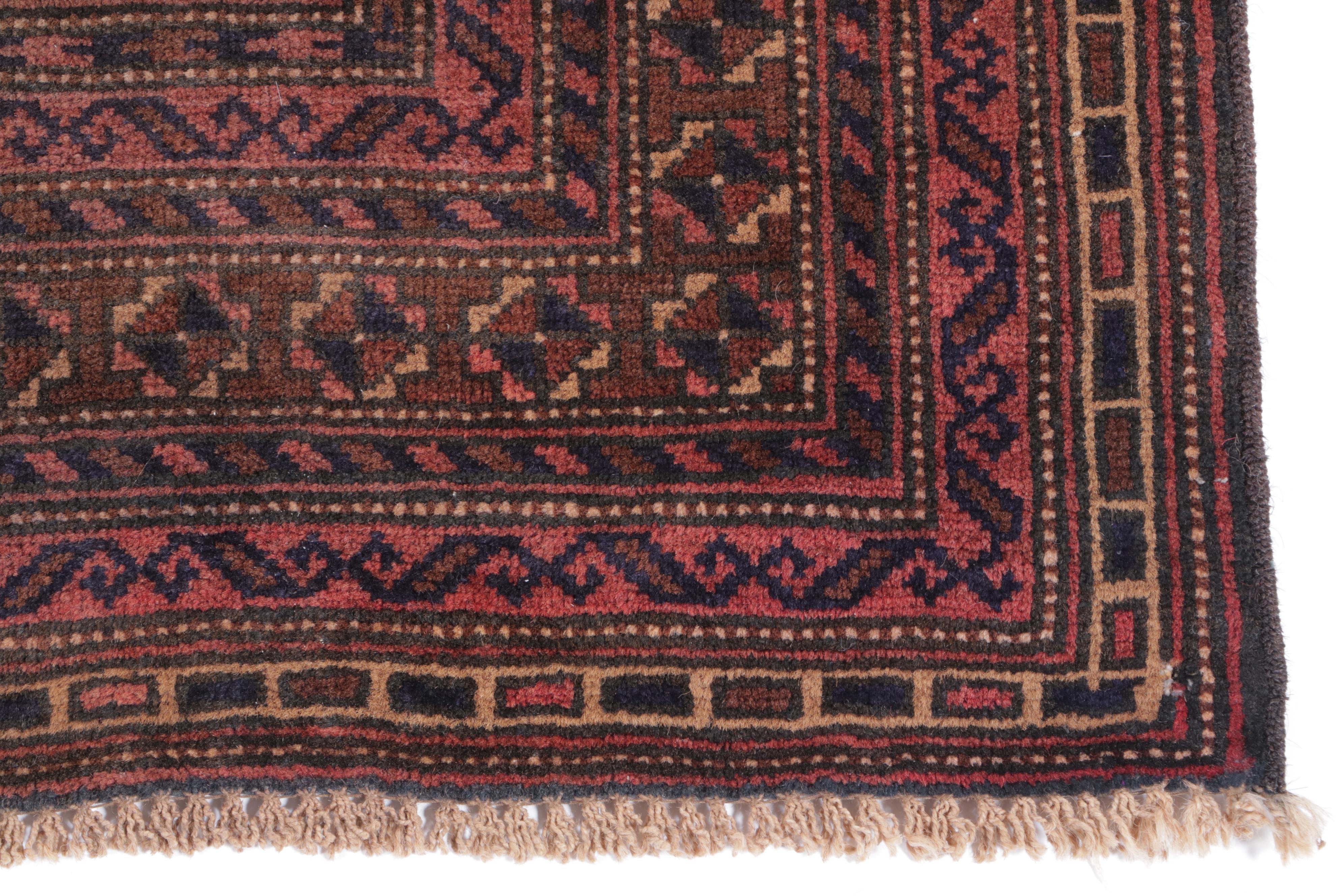 2'9 x 4'10 Hand-Knotted Afghan Baluch Accent Rug