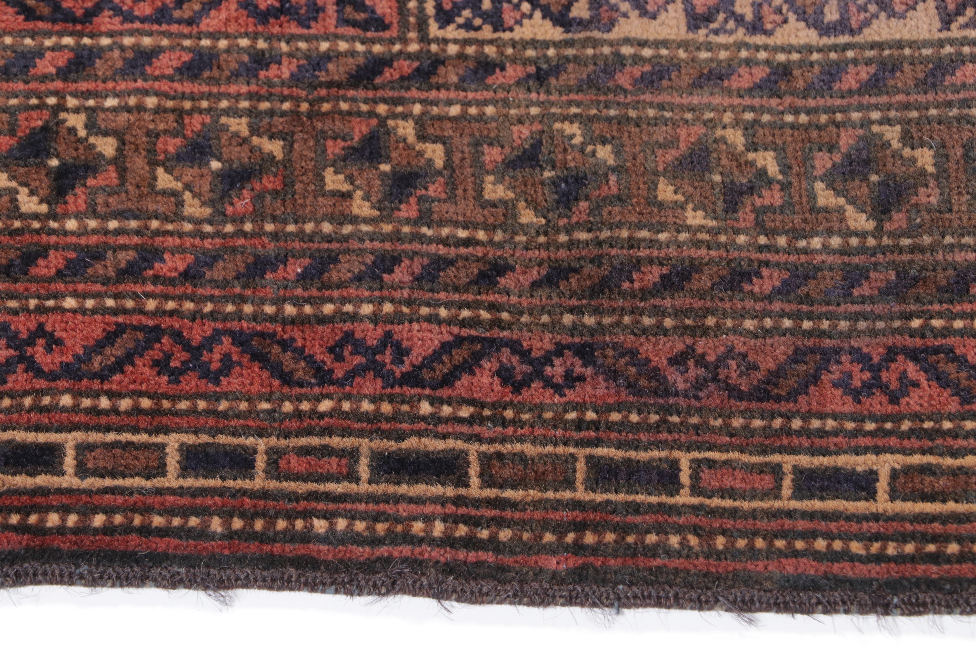 2'9 x 4'10 Hand-Knotted Afghan Baluch Accent Rug