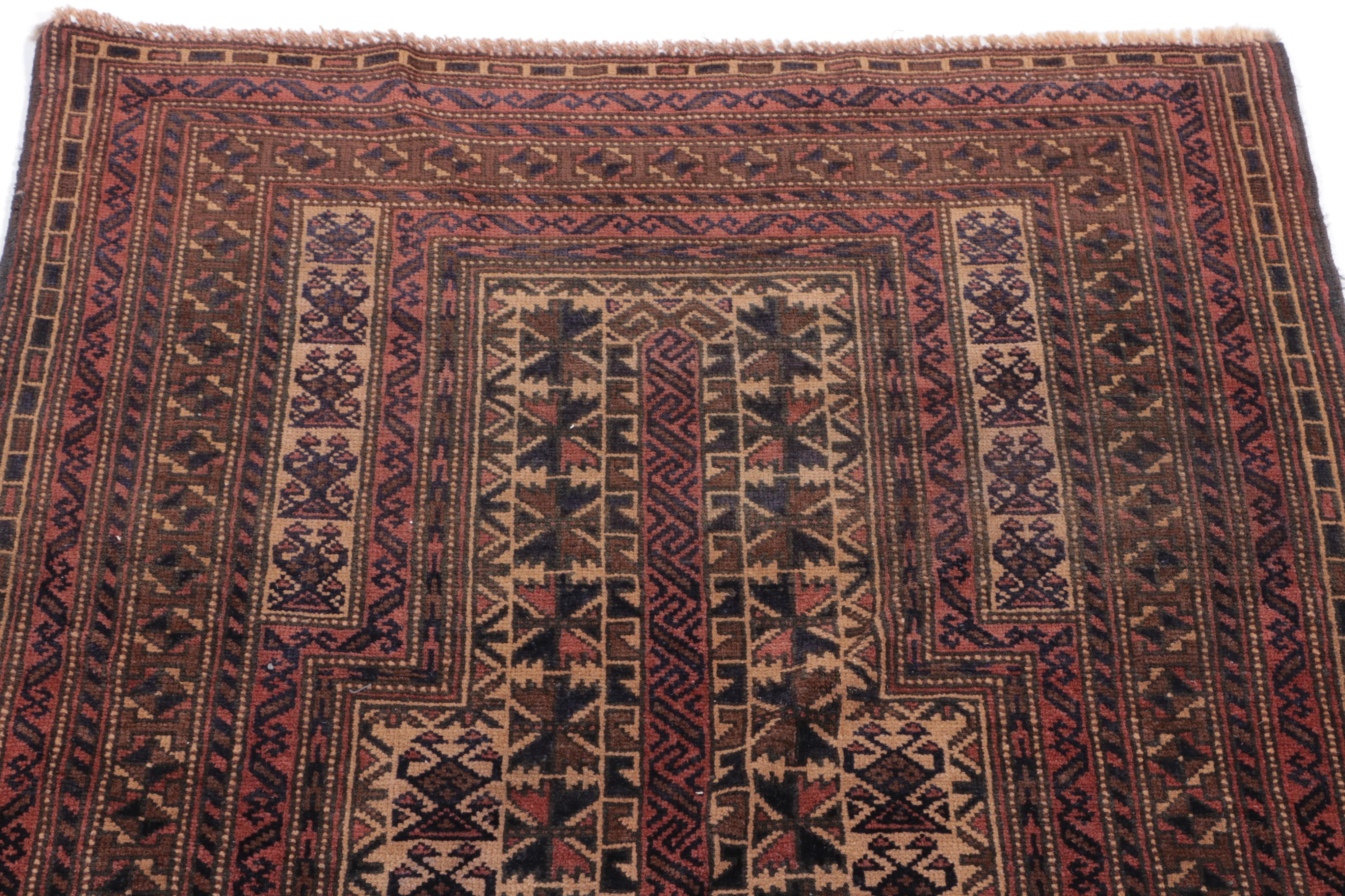 2'9 x 4'10 Hand-Knotted Afghan Baluch Accent Rug
