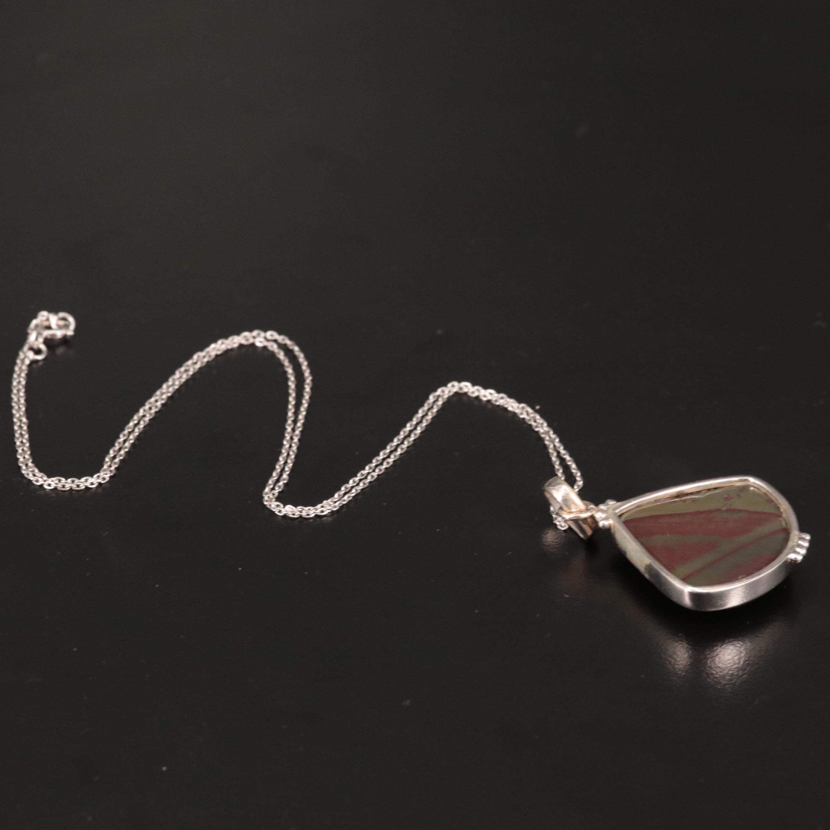 Sterling Jasper Pendant Necklace