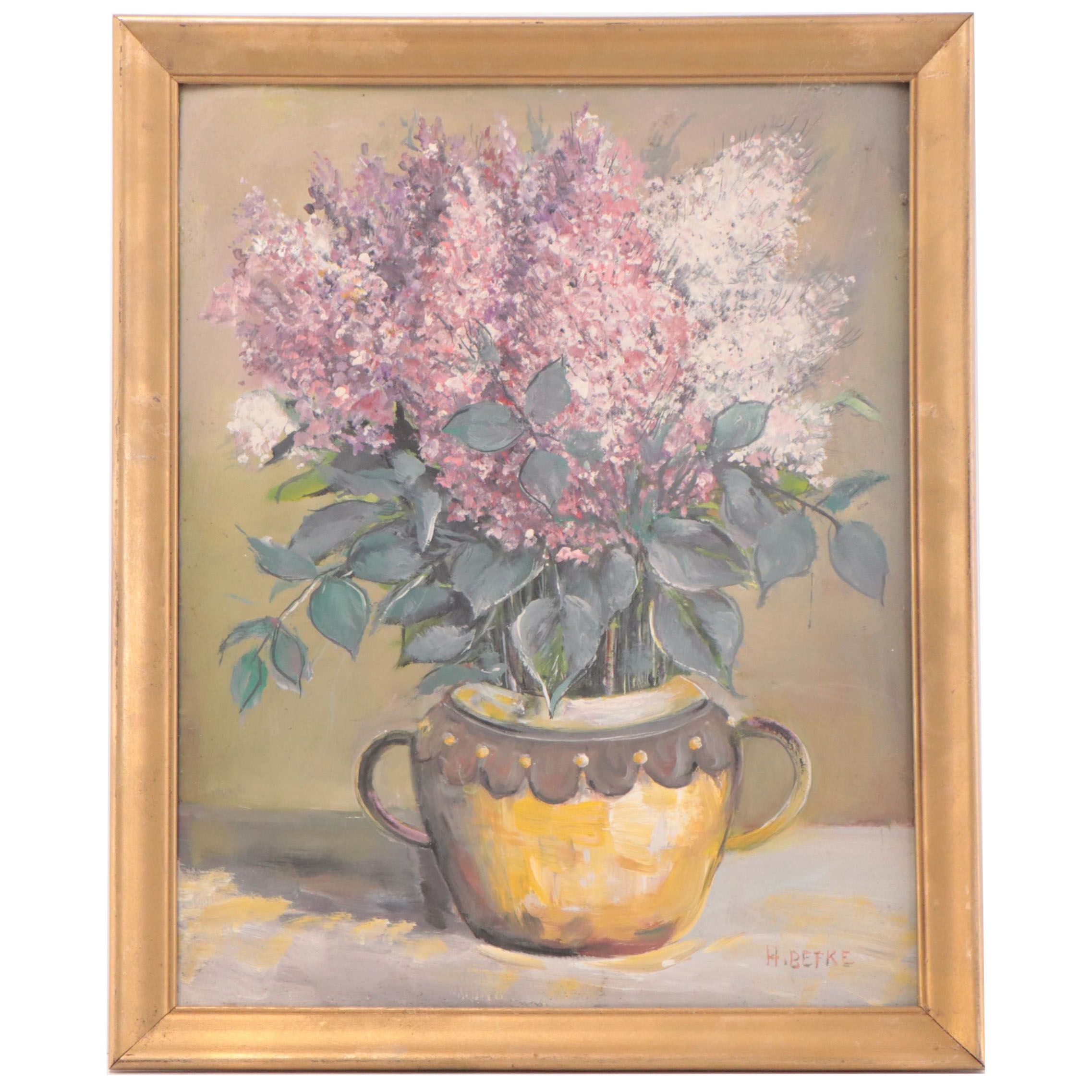 Herman Betke Oil Painting of Floral Still Life