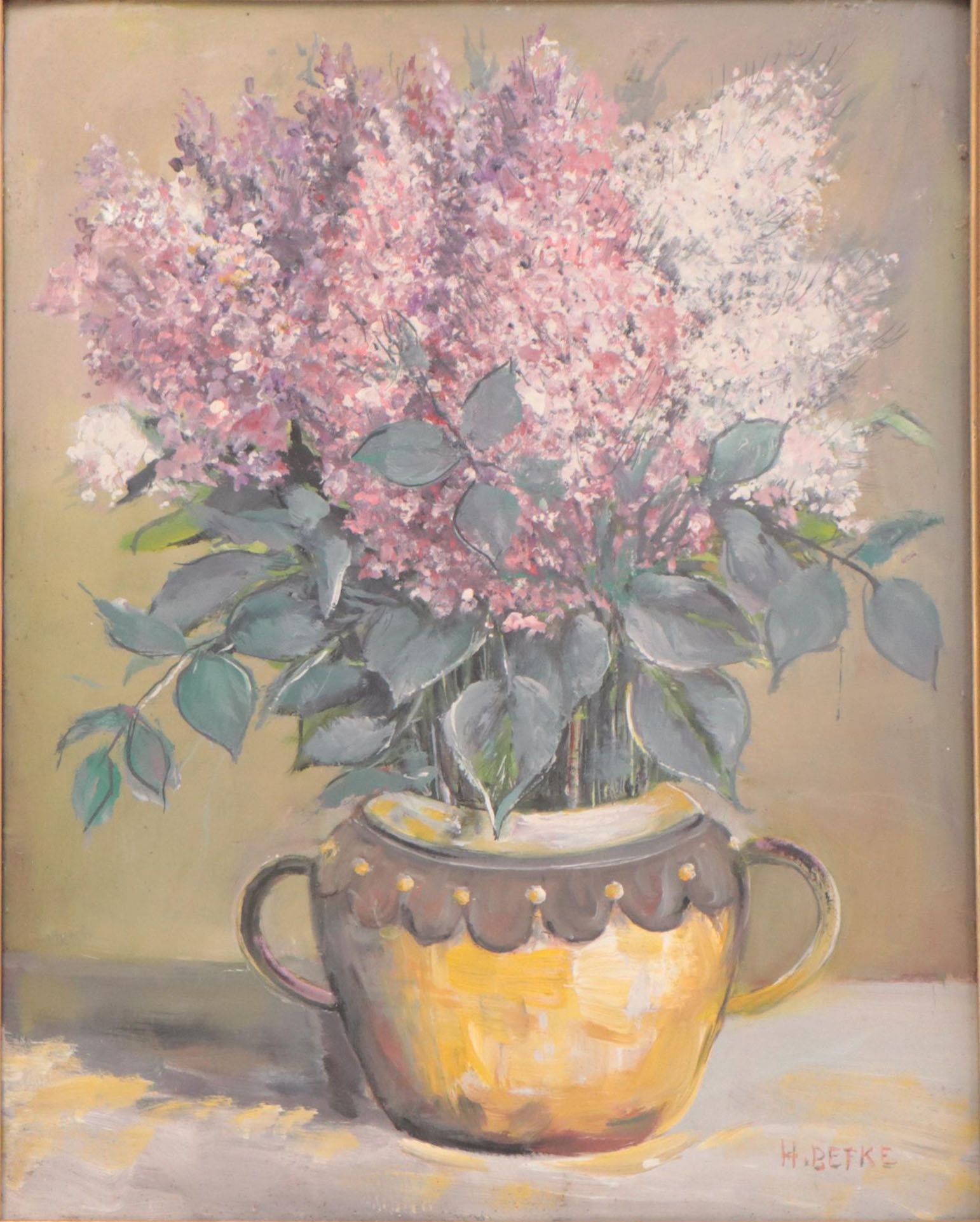 Herman Betke Oil Painting of Floral Still Life