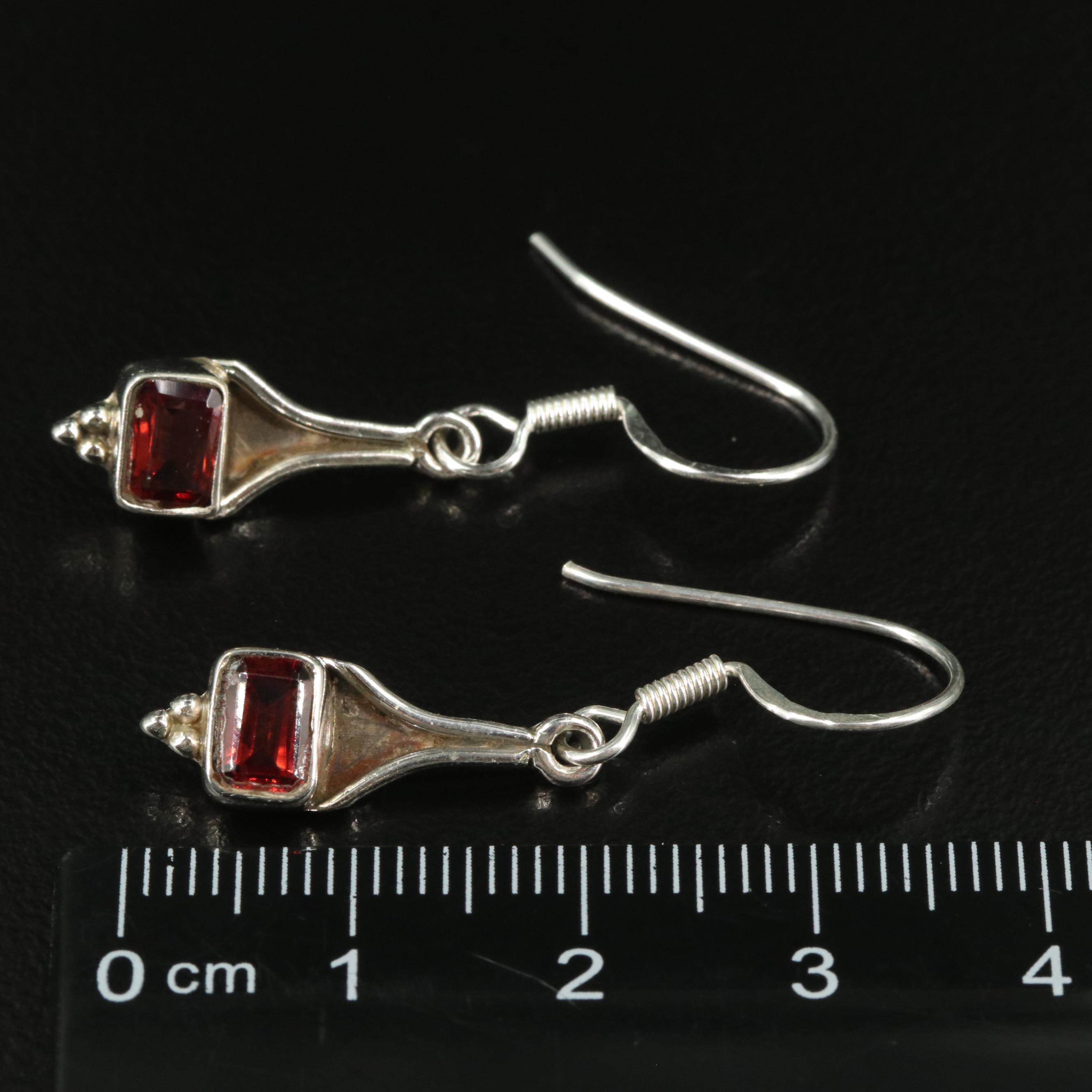 Sterling Garnet Drop Earrings