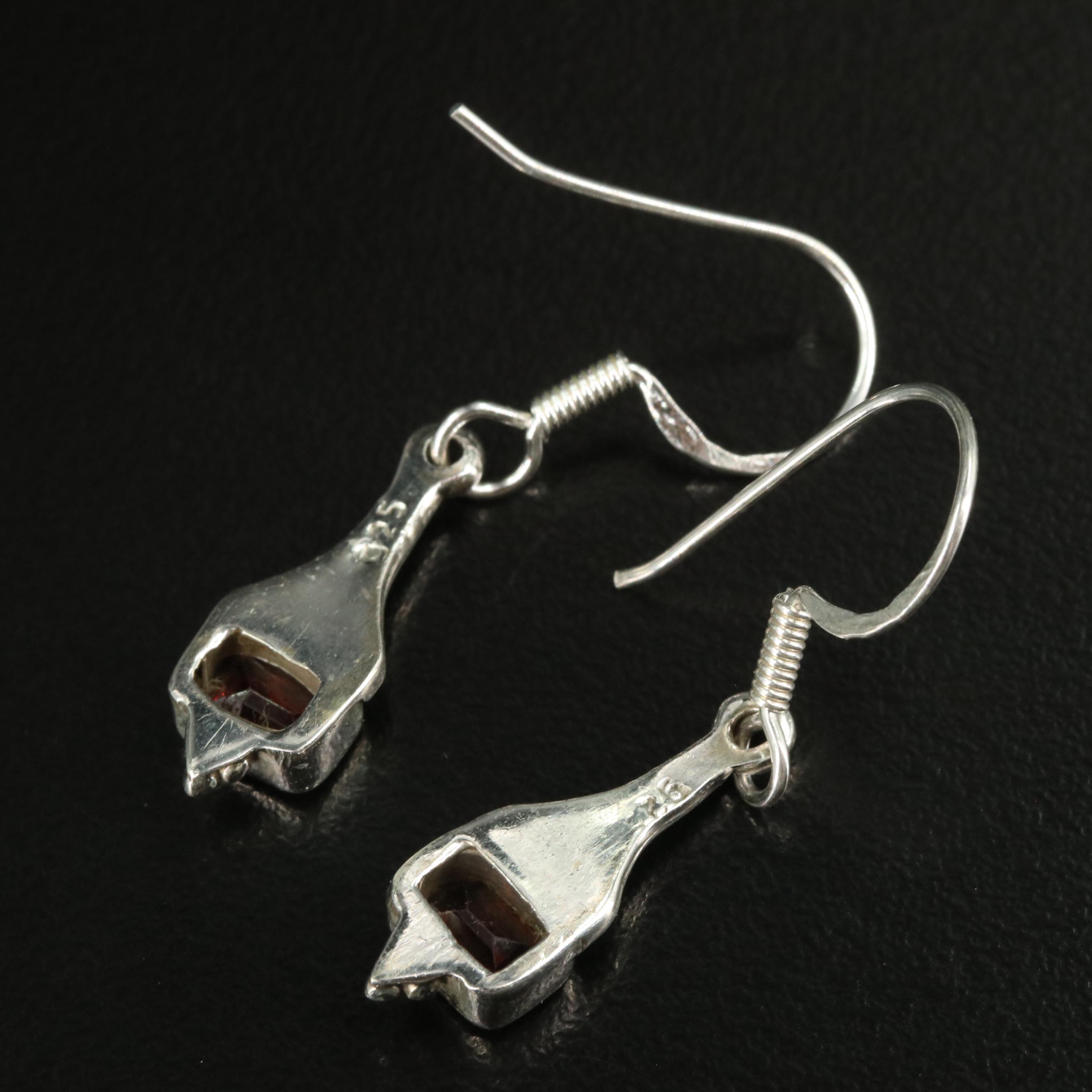 Sterling Garnet Drop Earrings