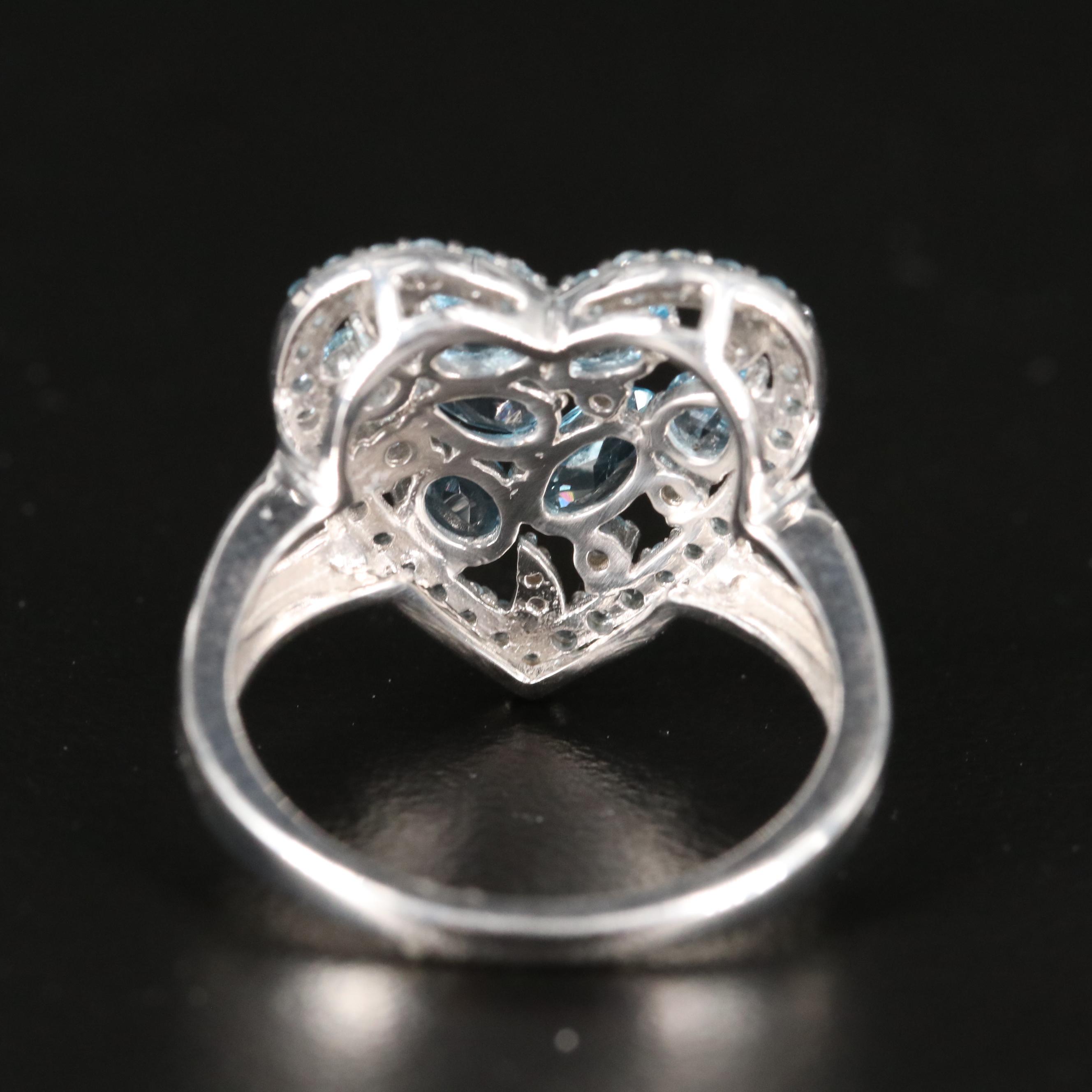 Sterling Sky Blue Topaz and White Sapphire Heart Ring