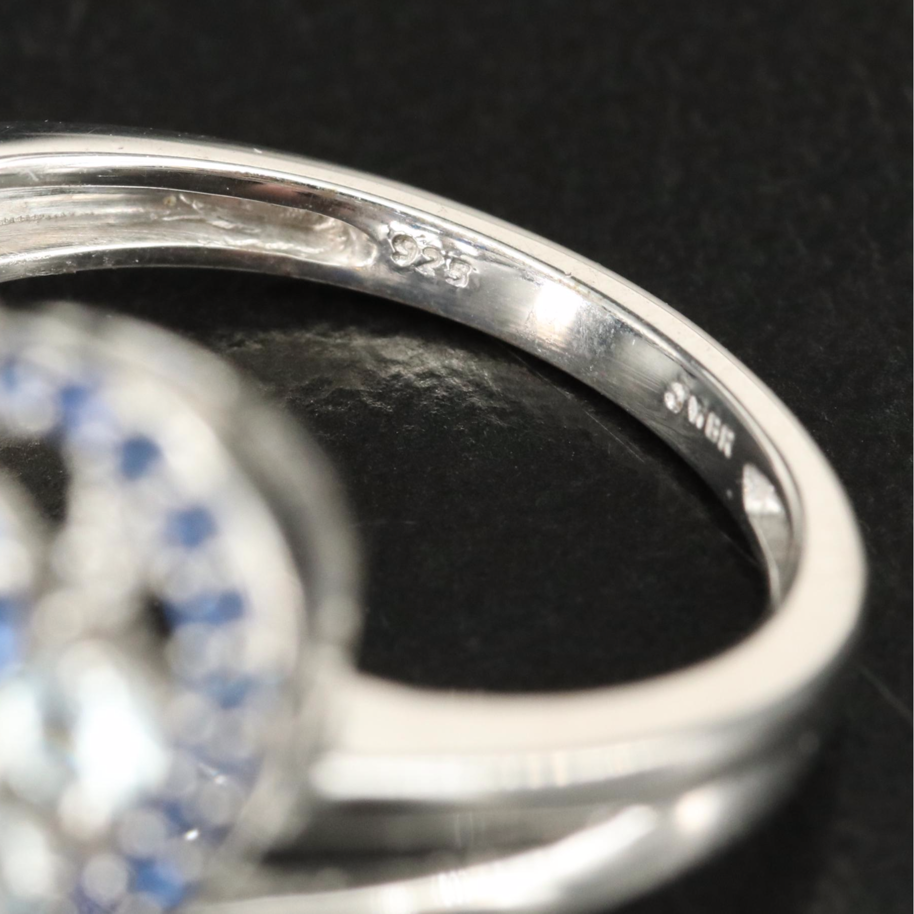 Sterling Sapphire, White Topaz and Topaz Heart Ring