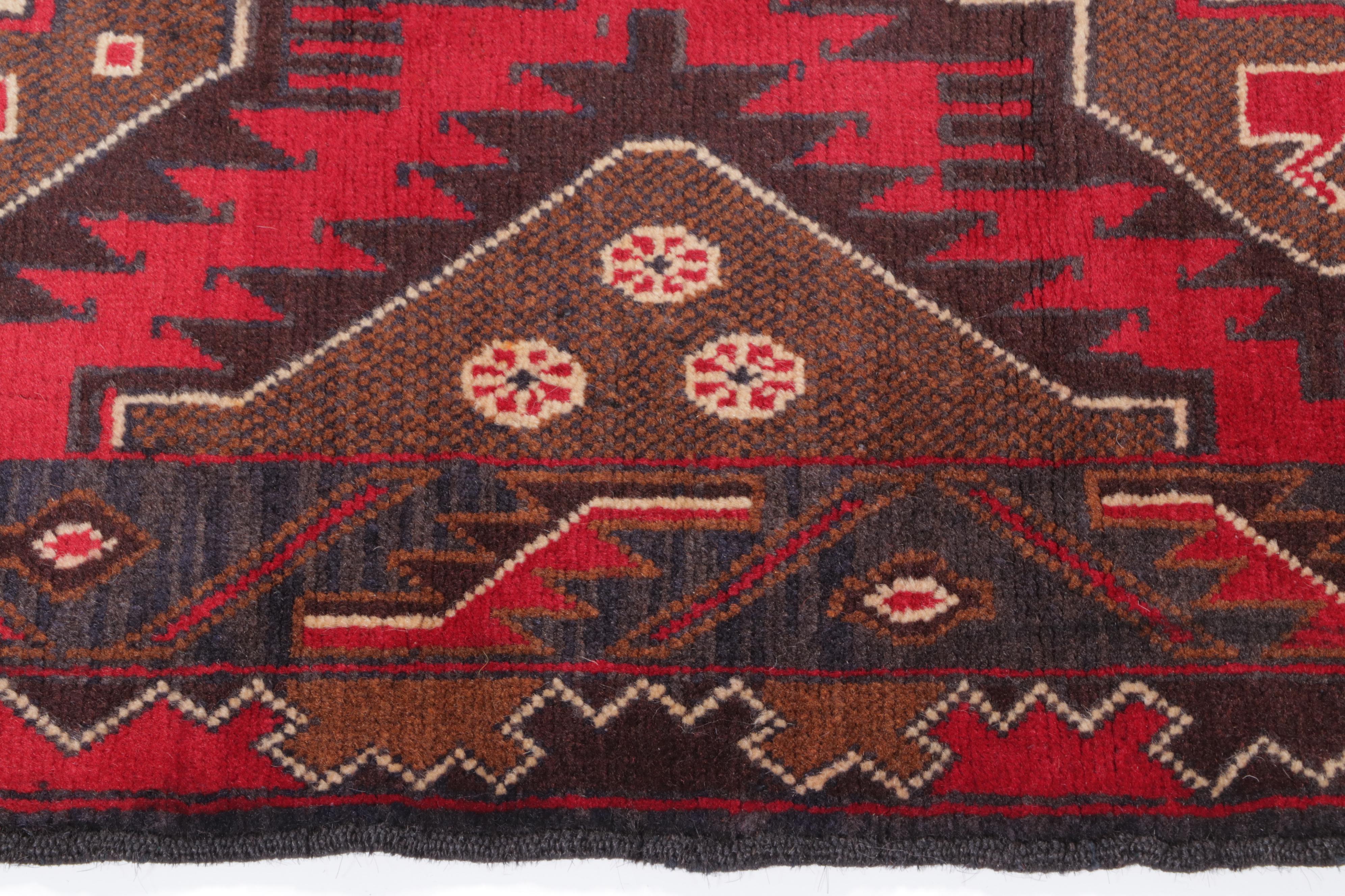 2'11 x 4'8 Hand-Knotted Afghan Baluch Accent Rug