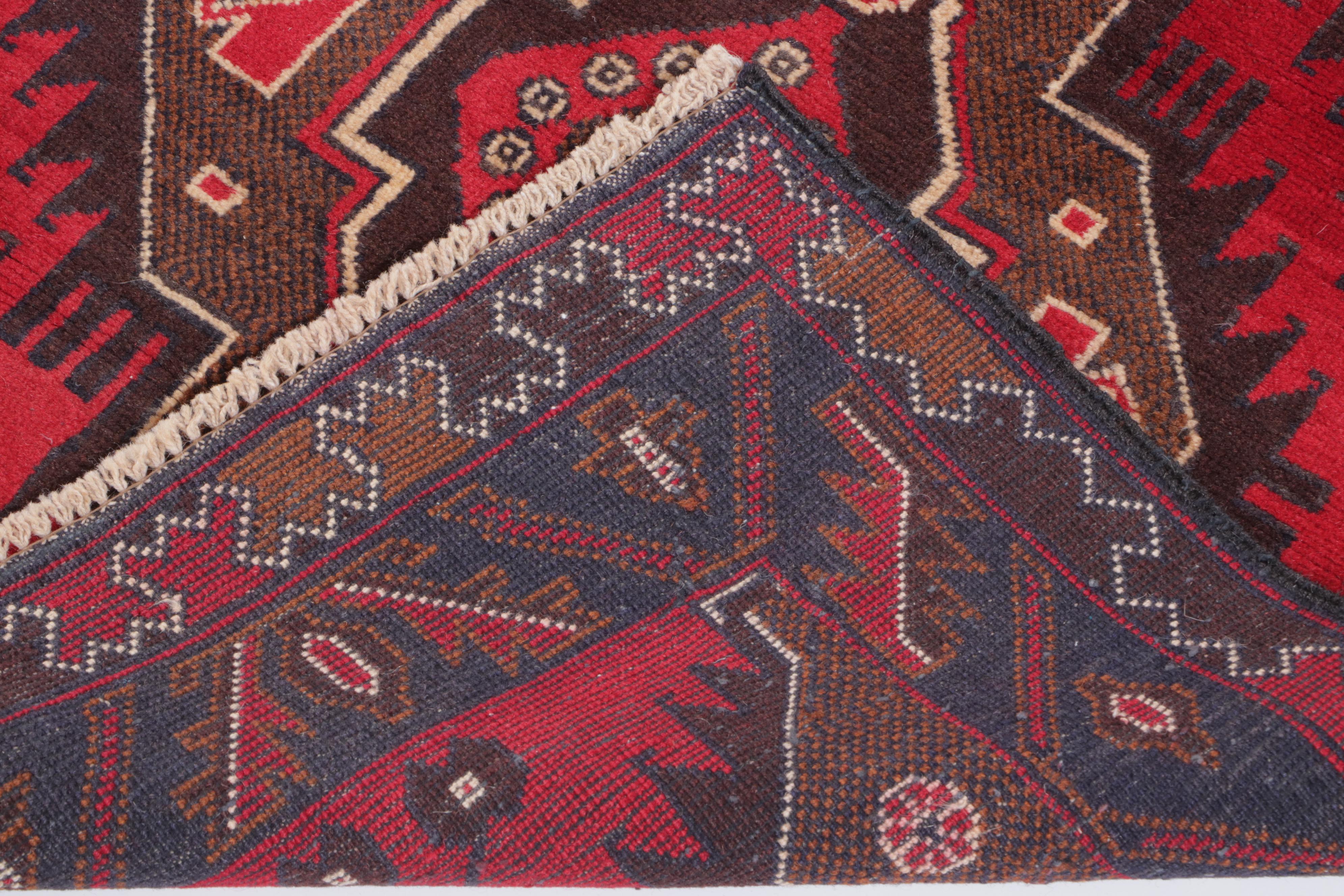 2'11 x 4'8 Hand-Knotted Afghan Baluch Accent Rug