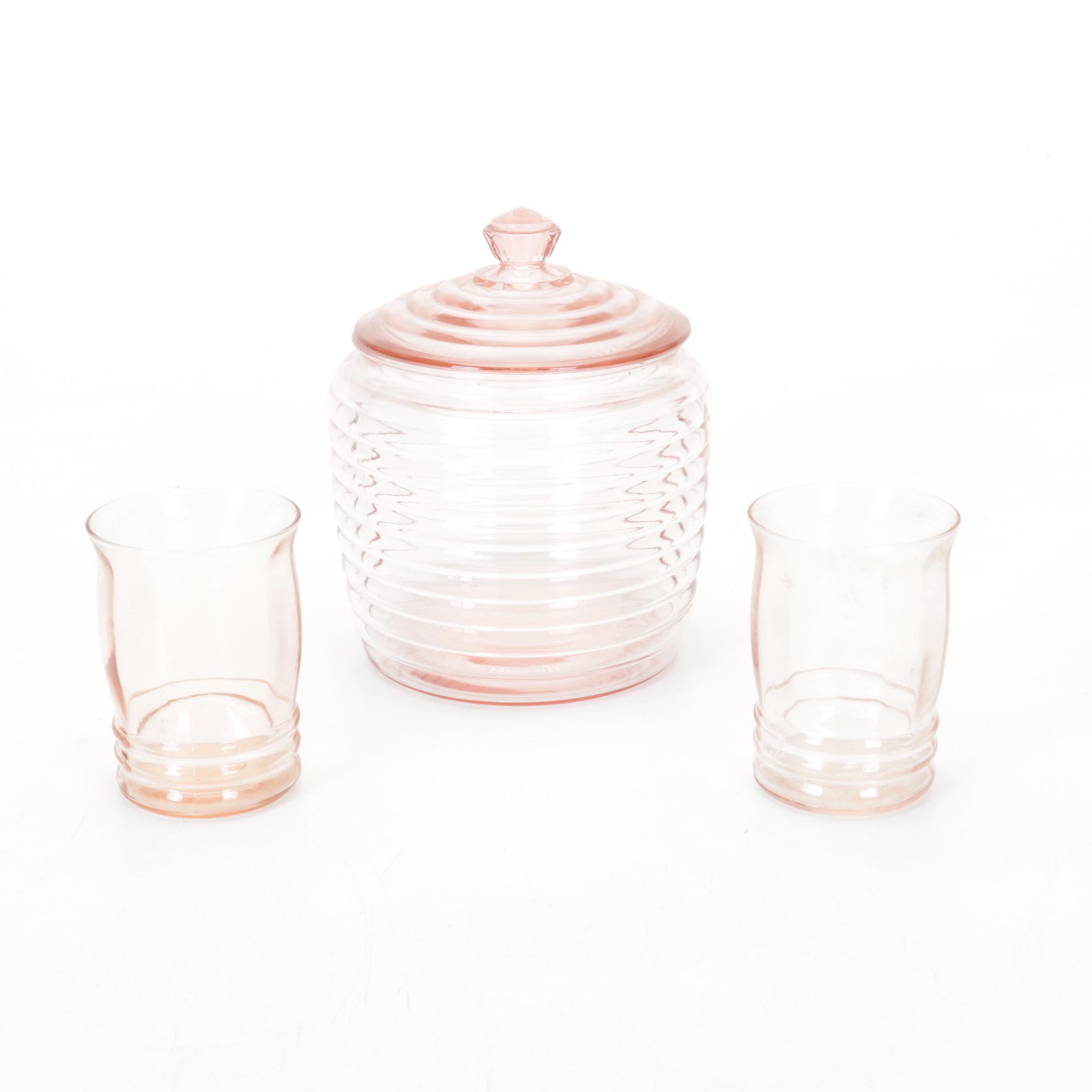 Hazel Atlas "Colonial Block" Cream and Sugar  and Other Pink Depression Glass