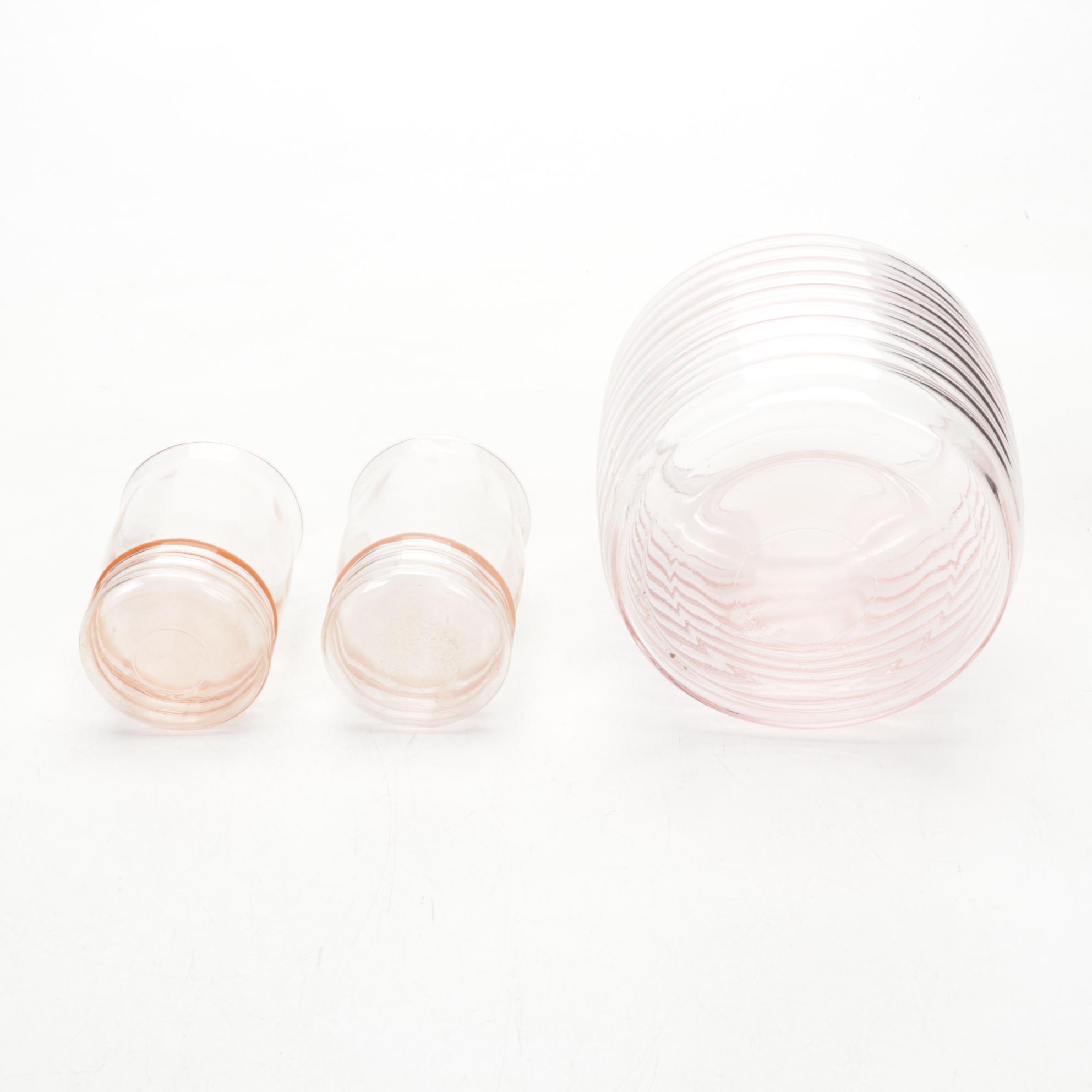 Hazel Atlas "Colonial Block" Cream and Sugar  and Other Pink Depression Glass