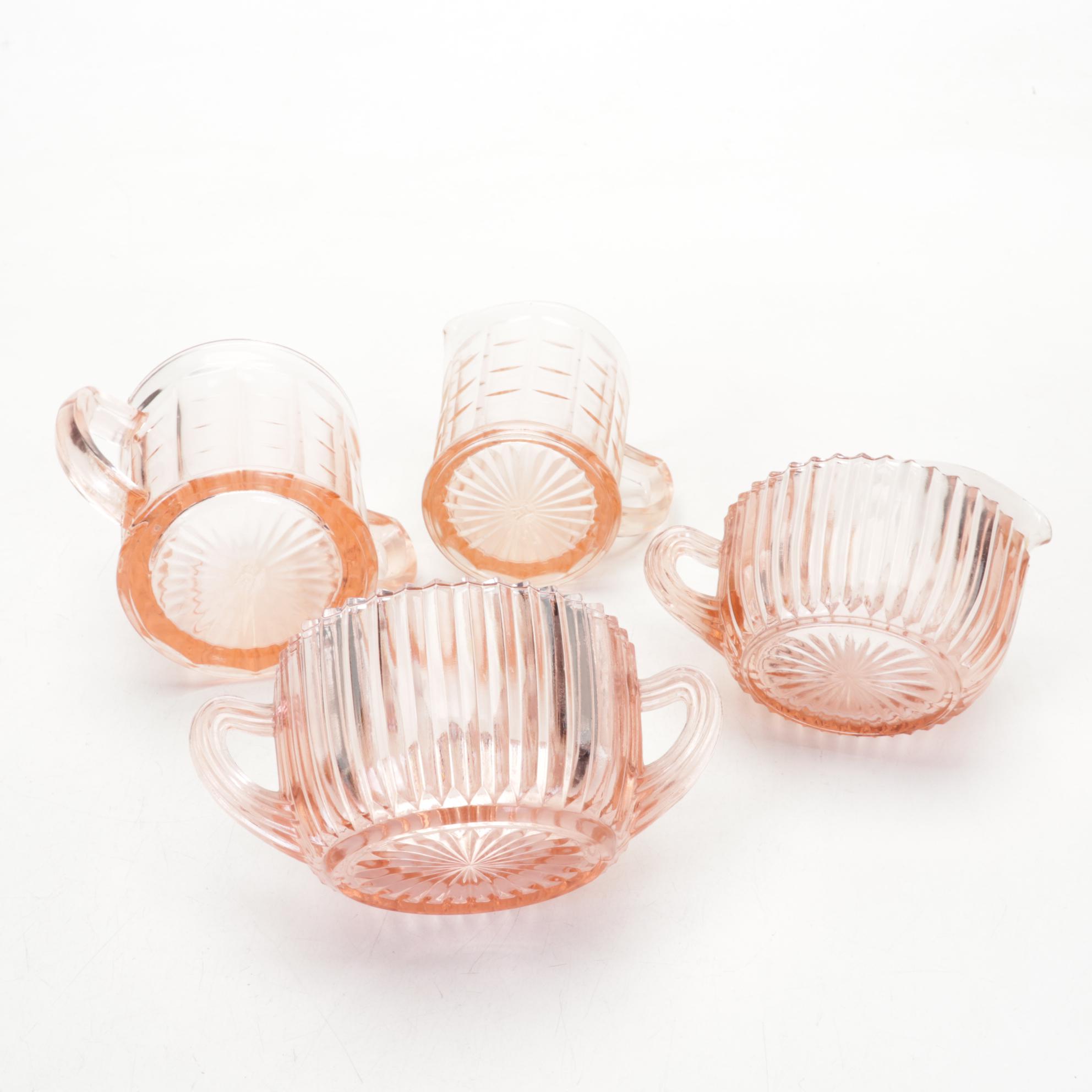 Hazel Atlas "Colonial Block" Cream and Sugar  and Other Pink Depression Glass