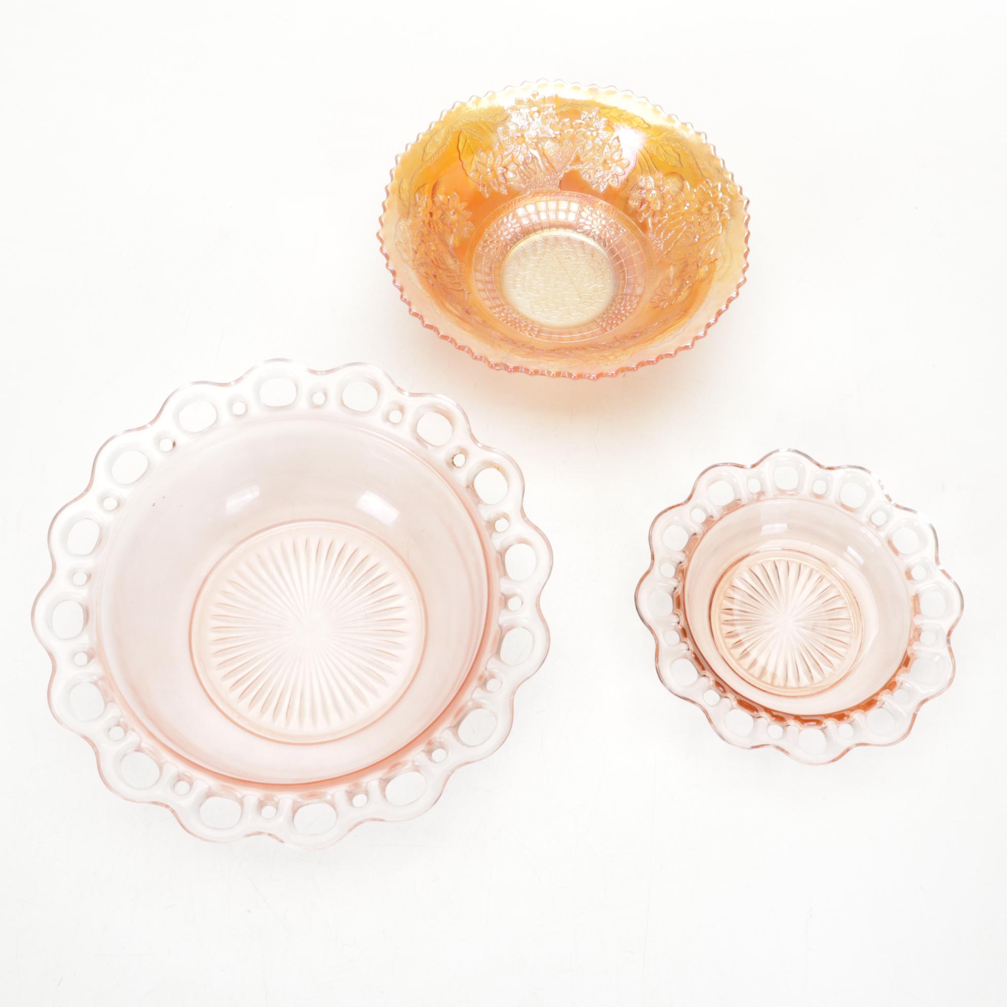 Hazel Atlas "Colonial Block" Cream and Sugar  and Other Pink Depression Glass