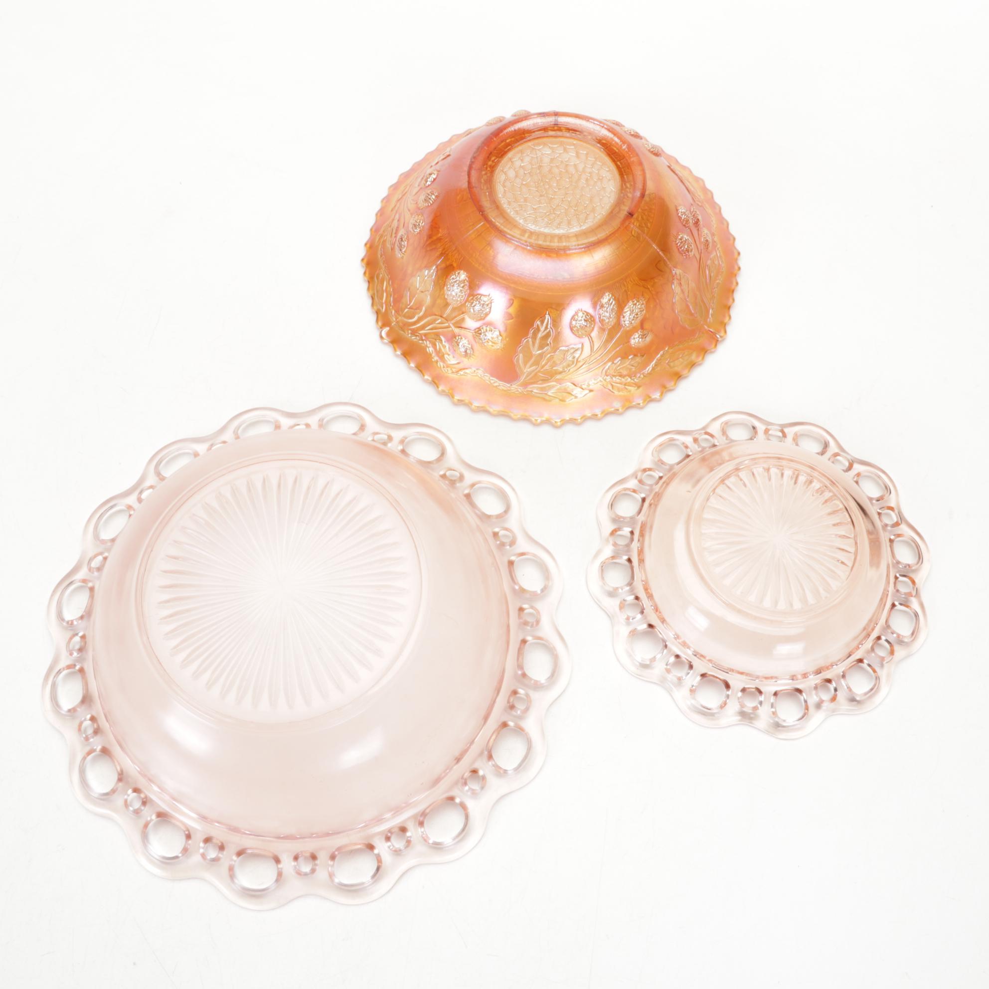 Hazel Atlas "Colonial Block" Cream and Sugar  and Other Pink Depression Glass